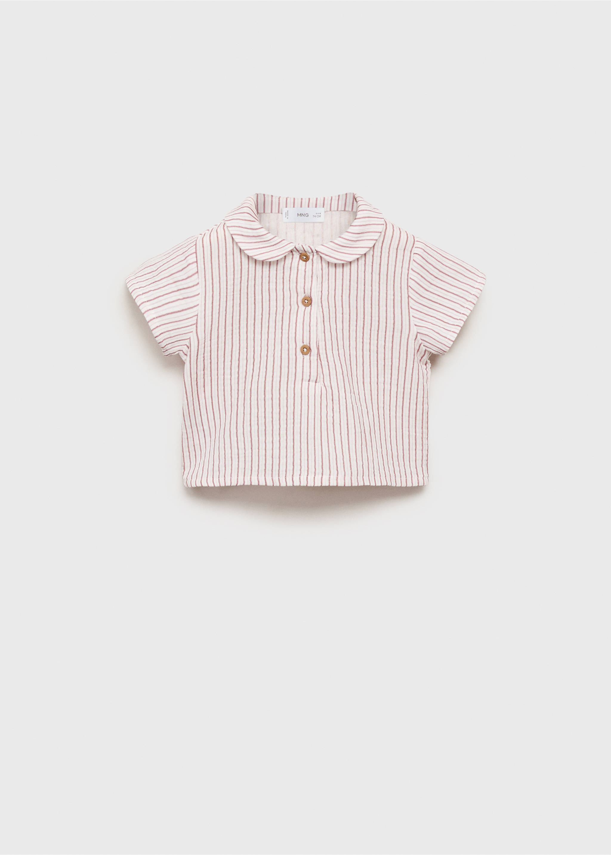 Striped cotton shirt - Article without model, Pink. Ref: 87075972-00.
