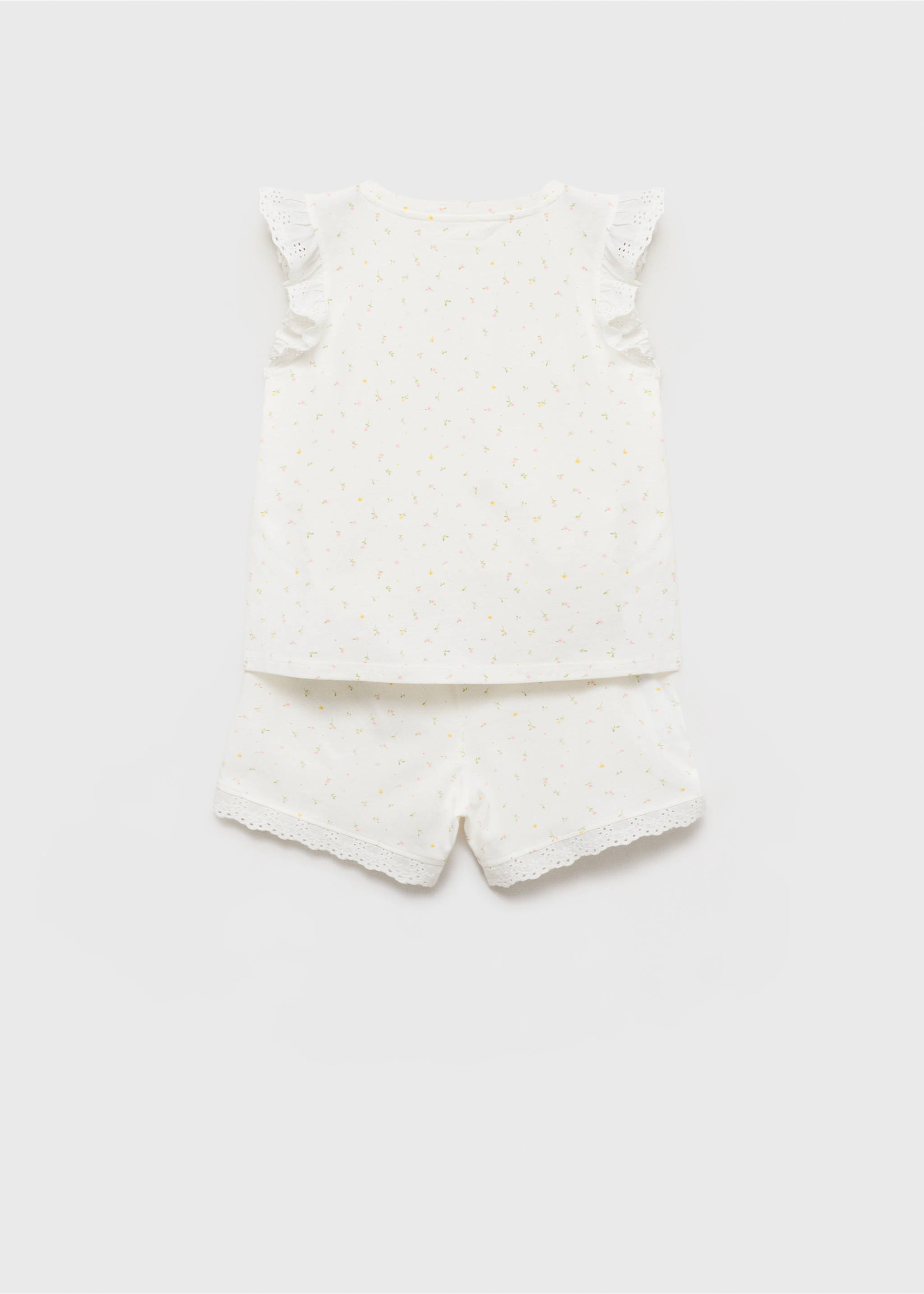 Floral cotton pyjamas - Reverse of the article, Off White. Ref: 87075974-00.