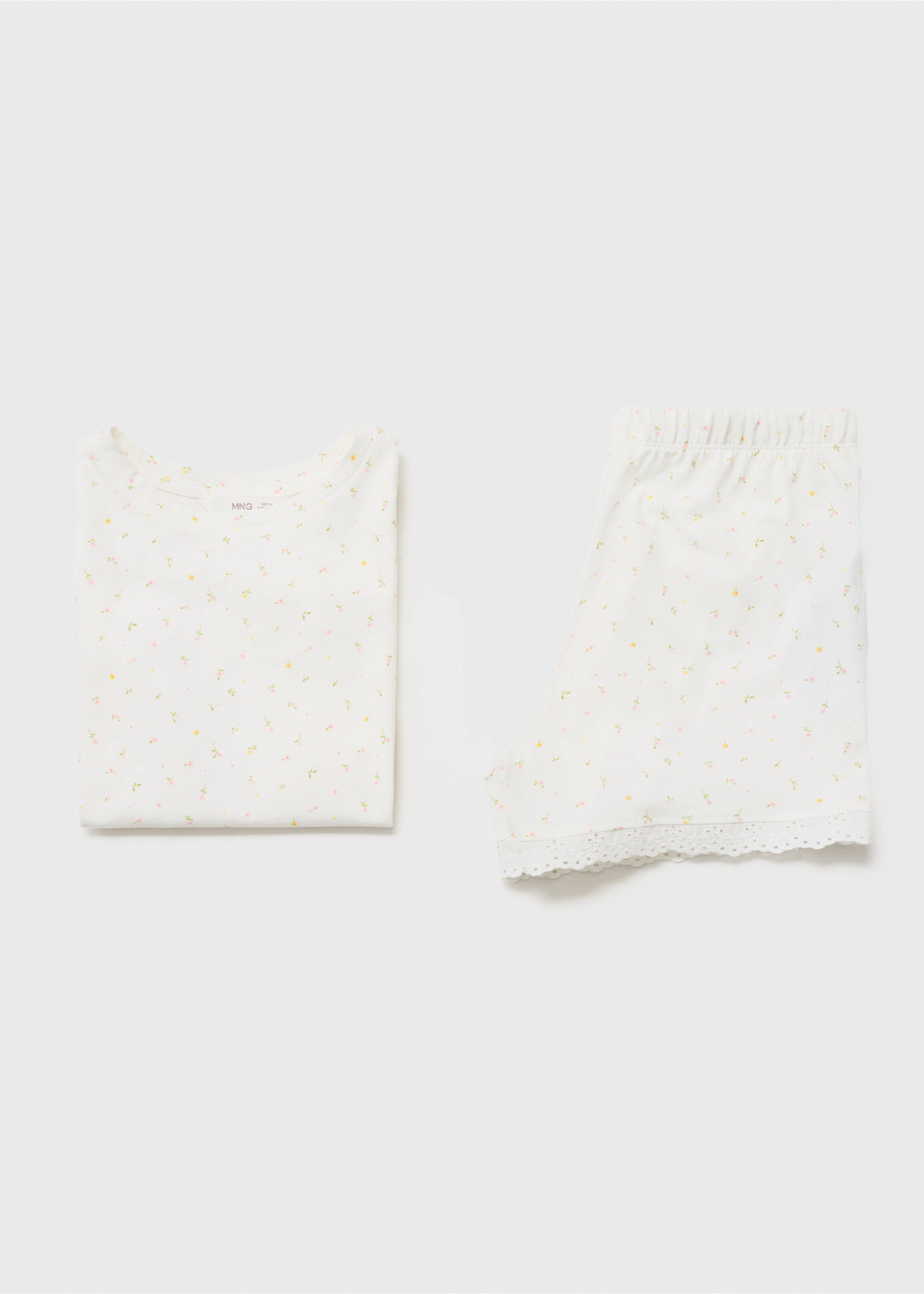 Floral cotton pyjamas - Details of the article 8, Off White. Ref: 87075974-00.