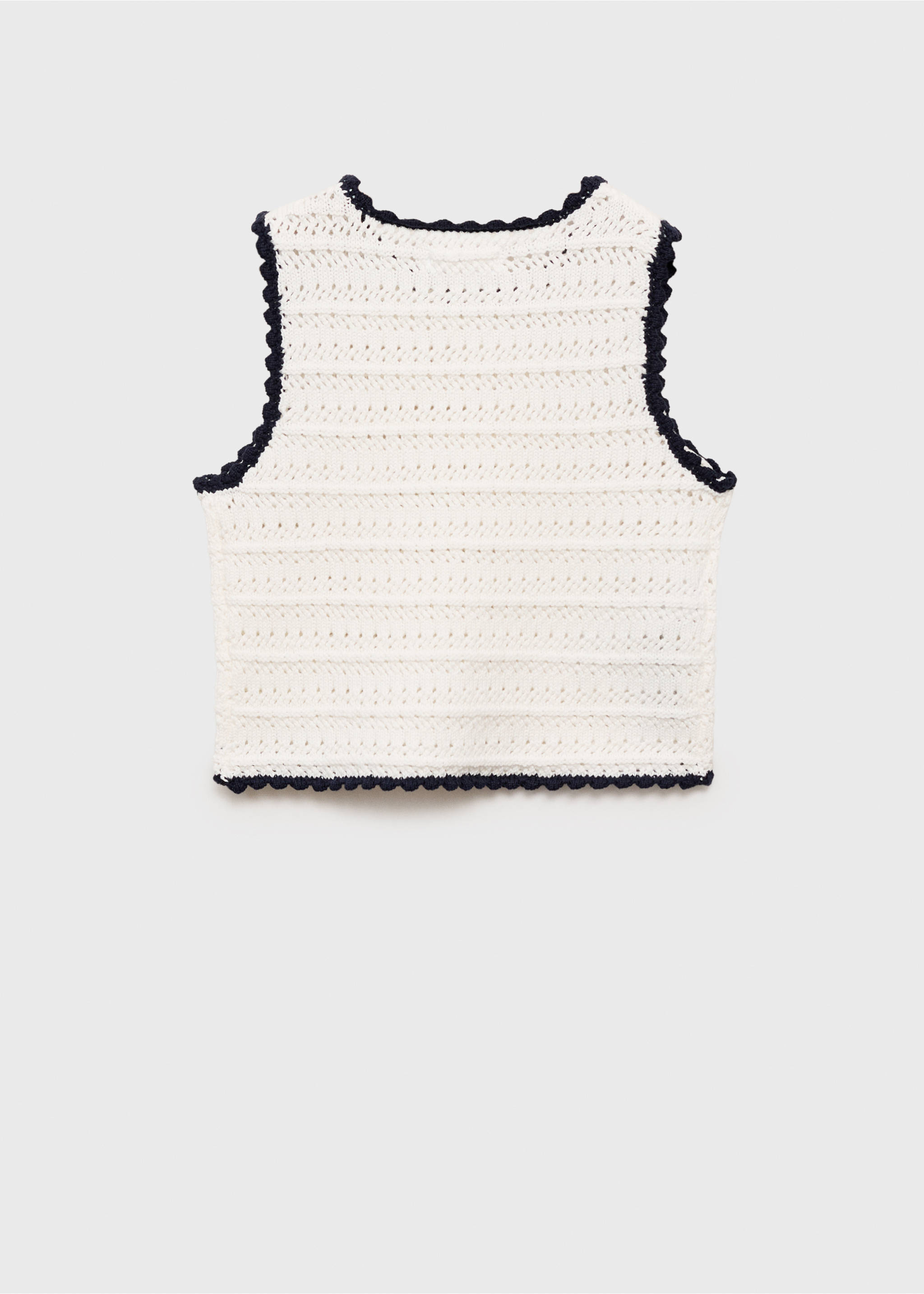 Knitted top with contrasting trim - Reverse of the article, White. Ref: 87075980-00.