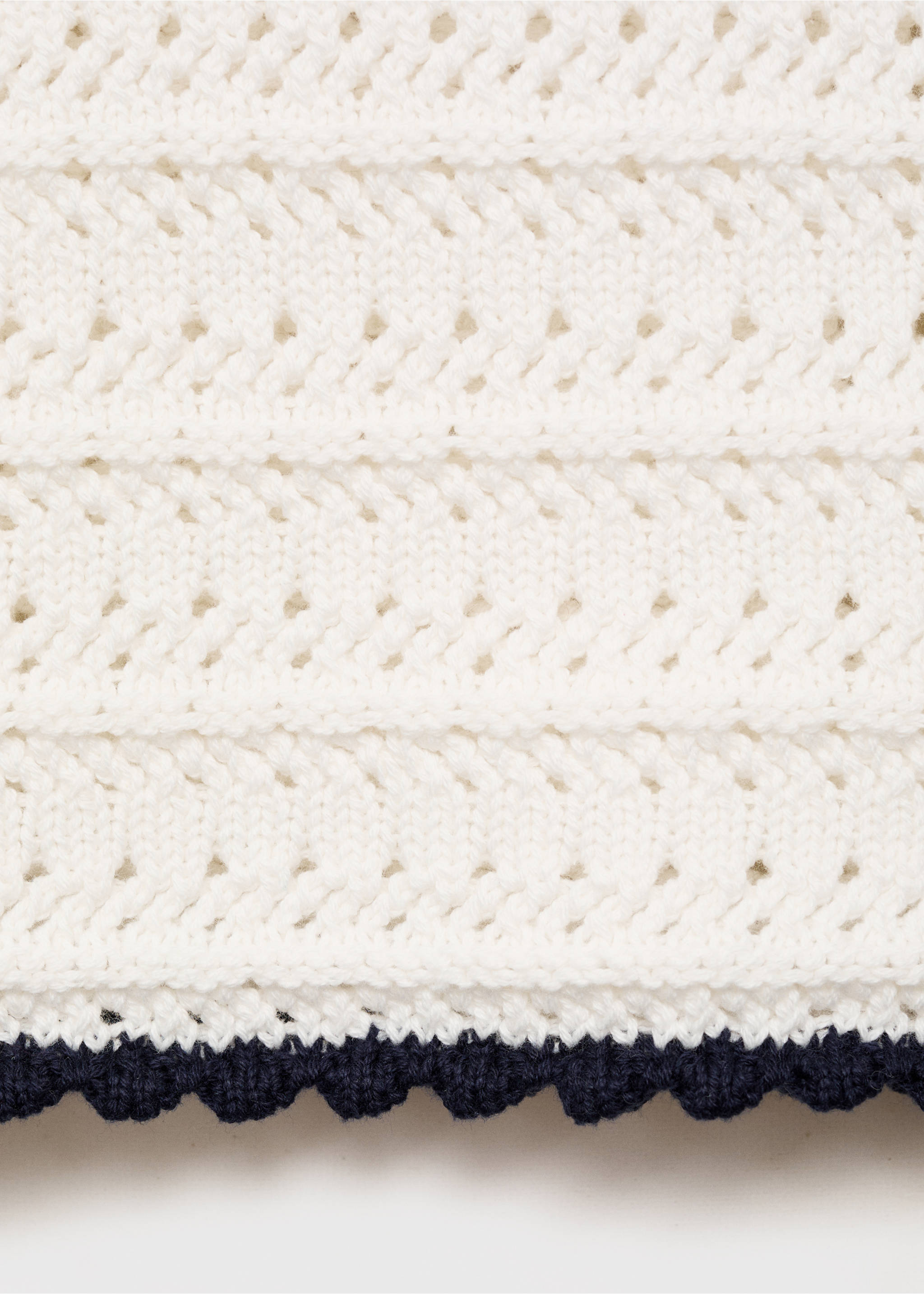 Knitted top with contrasting trim - Details of the article 0, White. Ref: 87075980-00.