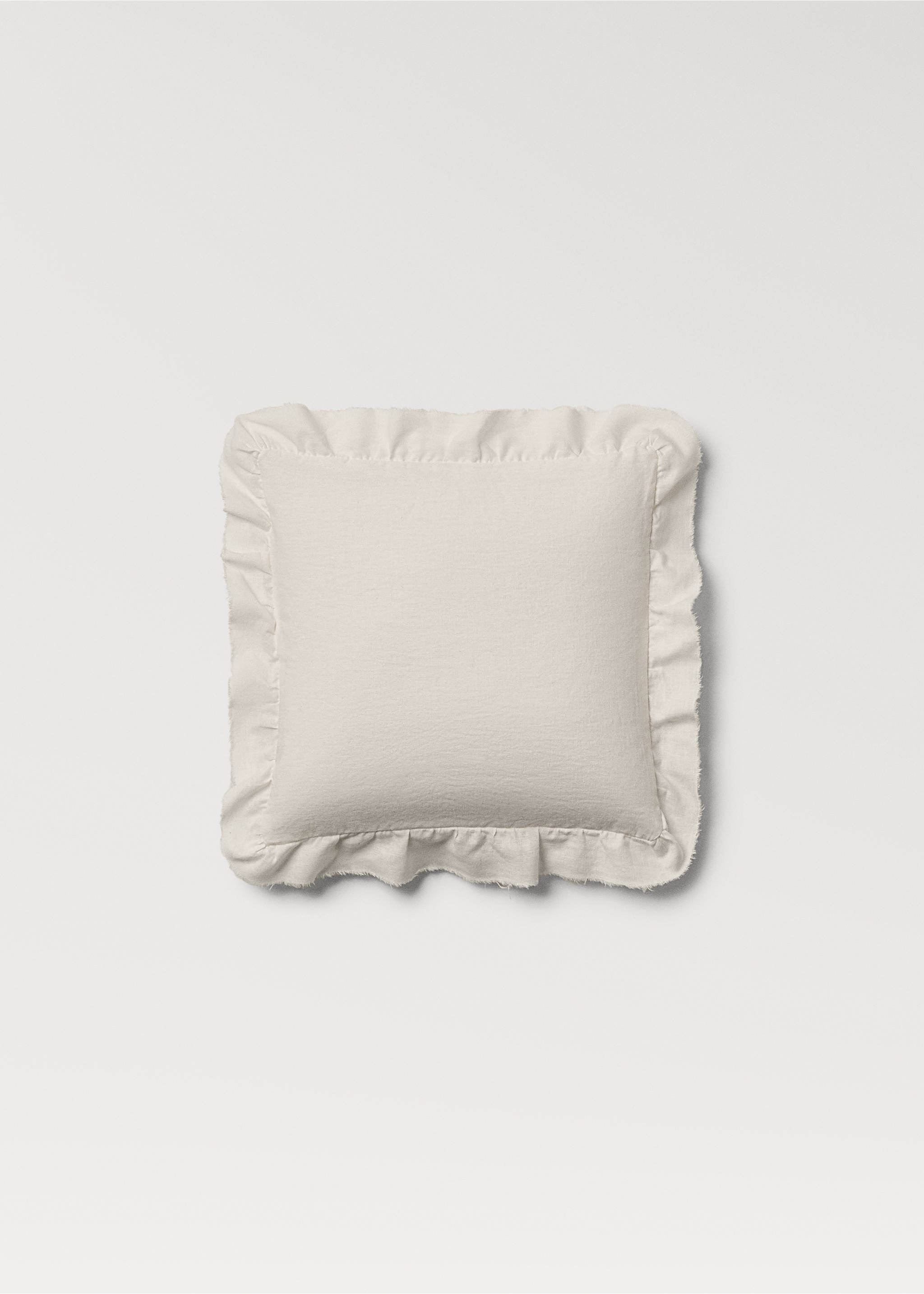 Children’s cotton linen ruffled cushion 30x30 cm - Article without model, Off White. Ref: 87075981-00.