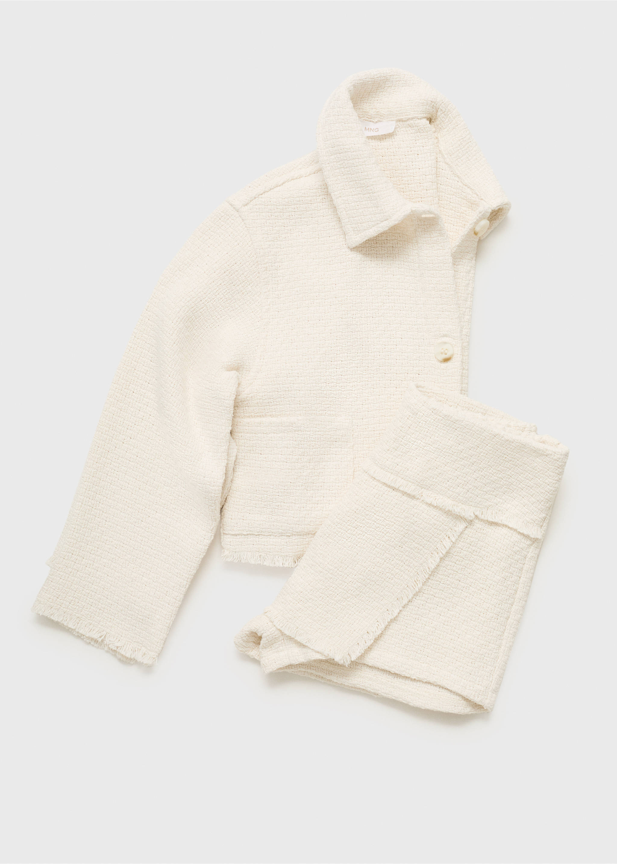Cropped textured jacket - Details of the article 8, Off White. Ref: 87075984-00.