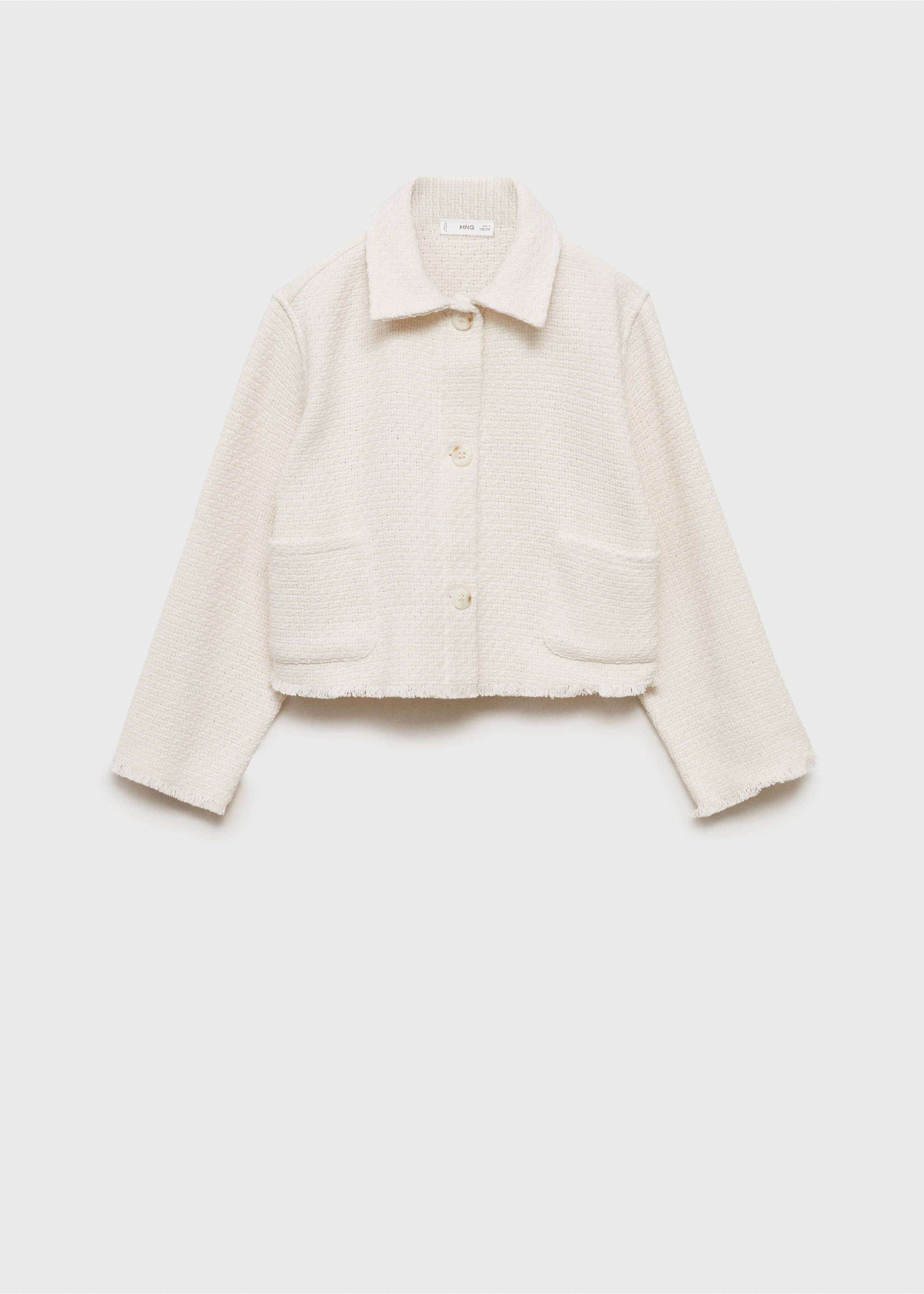 Cropped textured jacket - Article without model, Off White. Ref: 87075984-00.