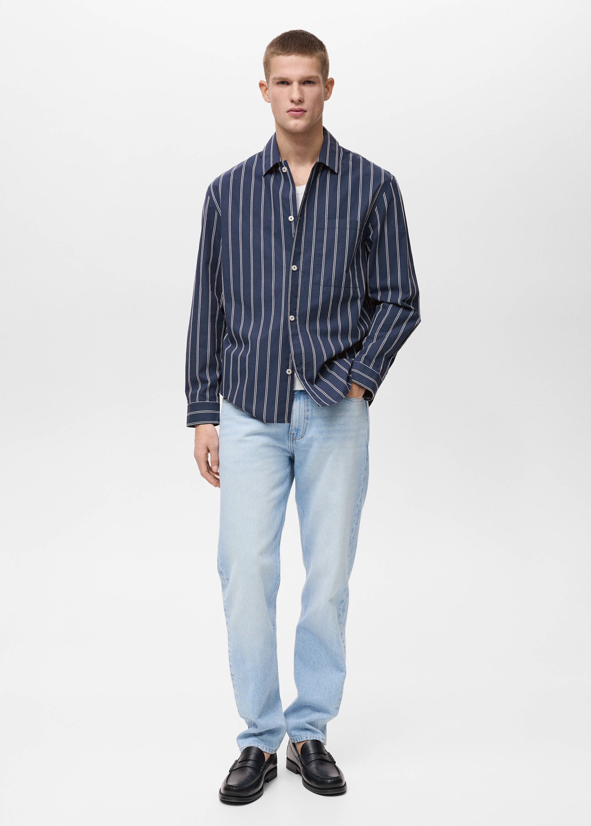 Regular-fit striped 100% cotton shirt - General plane