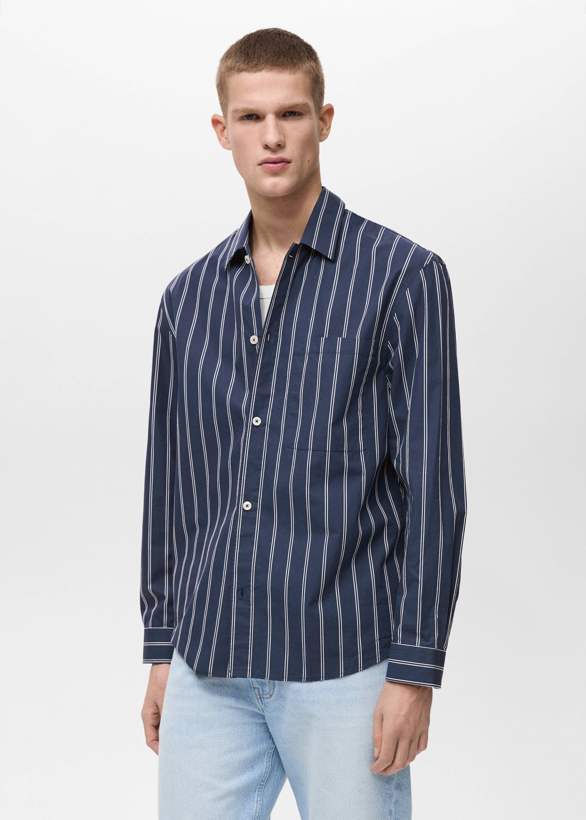 Regular-fit striped 100% cotton shirt - Medium plane