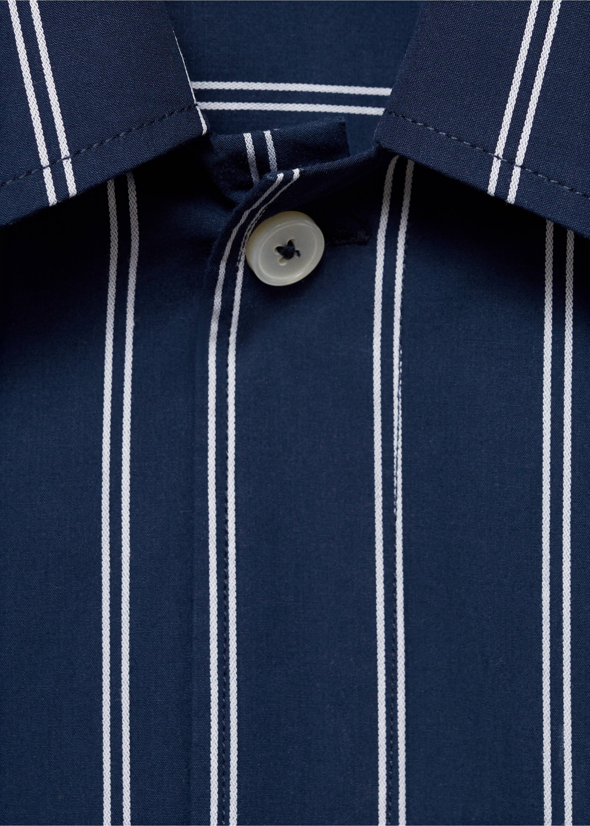 Regular-fit striped 100% cotton shirt - Details of the article 0, Dark Navy. Ref: 87075990-00.