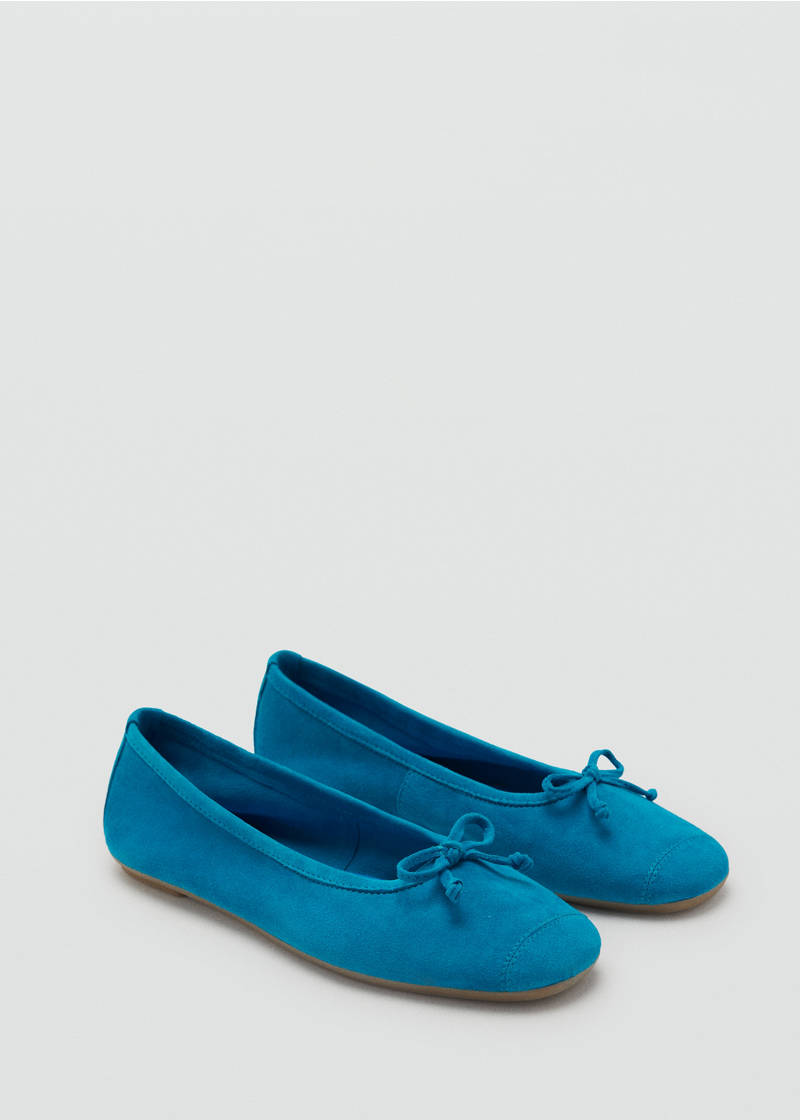 Bow suede ballerina - Blue