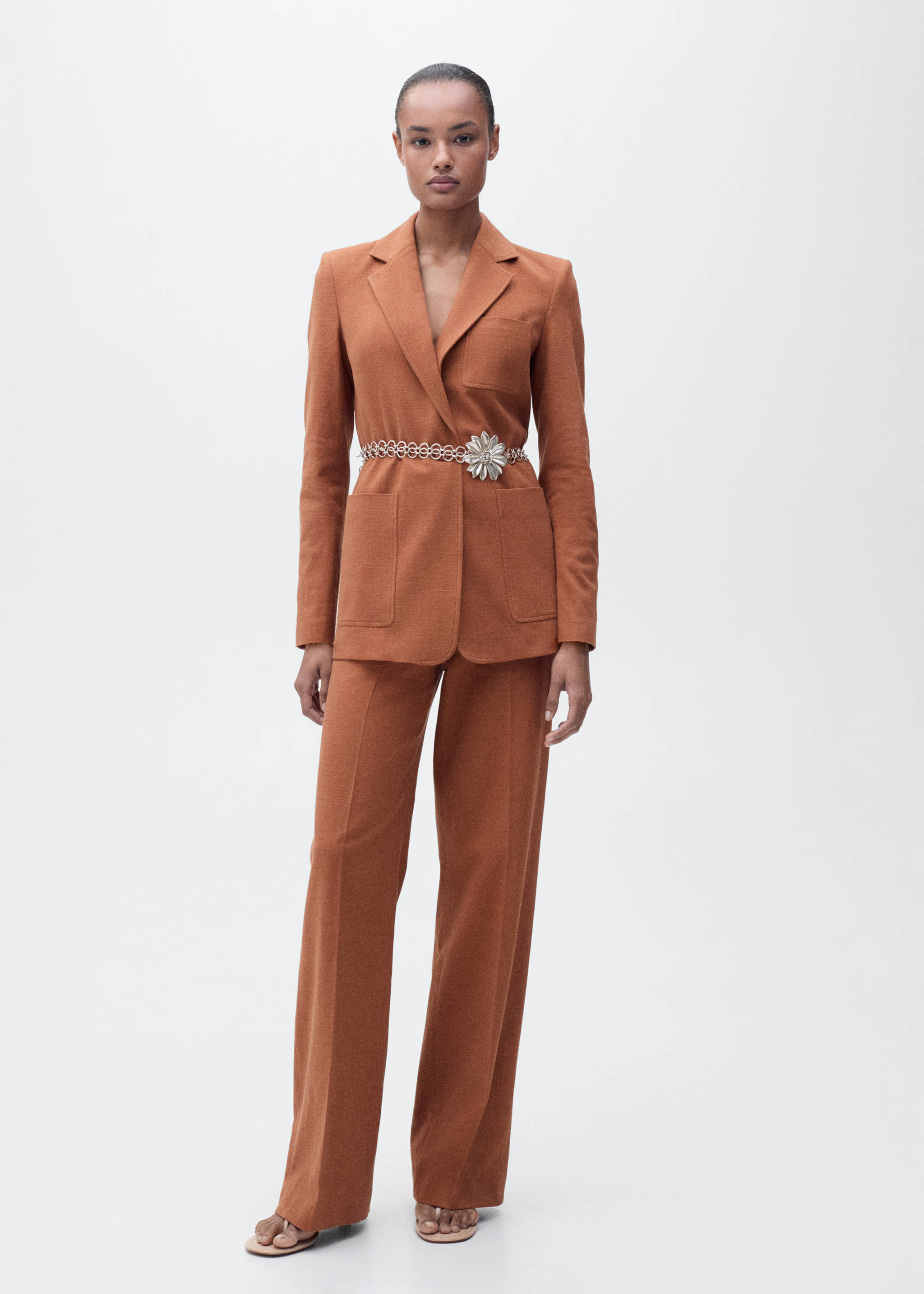 Cotton and linen-blend suit pants - General plane