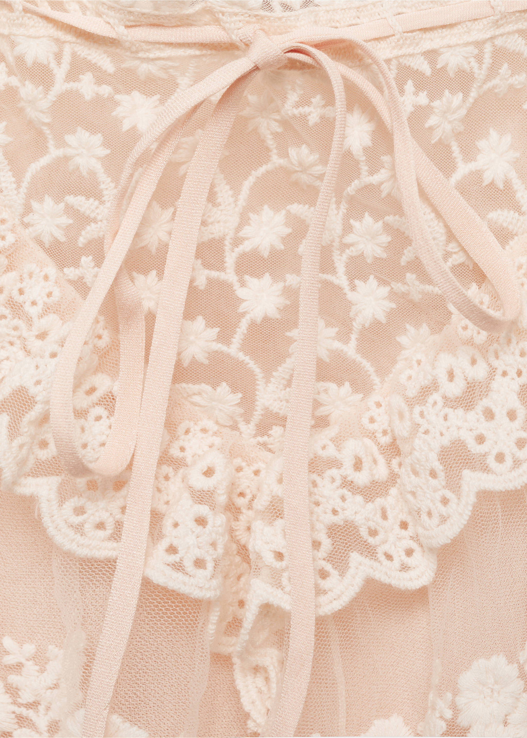 Ruffle top with lace detail - Details of the article 0, Pastel Pink. Ref: 87075994-00.