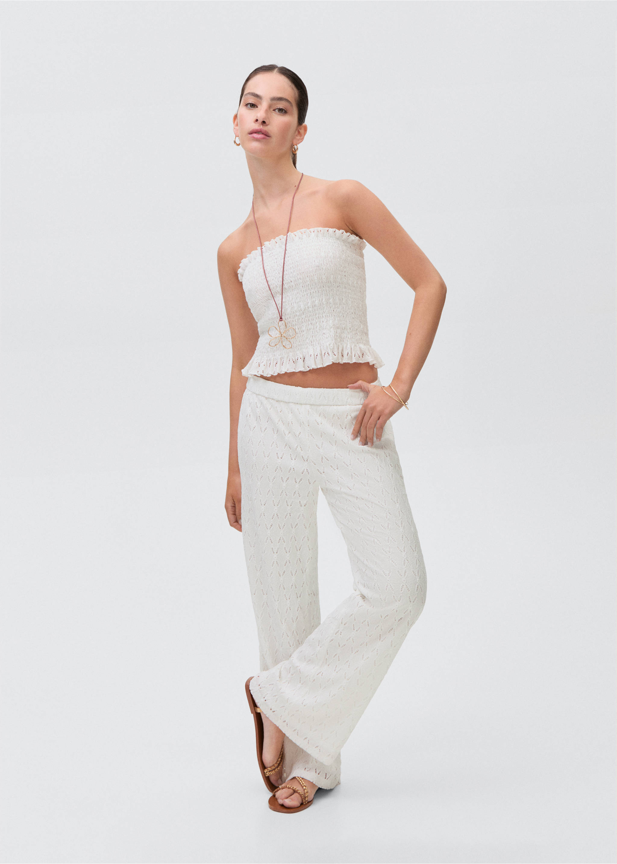 Swiss-embroidered pants - General plane, Off White. Ref: 87076335-00.