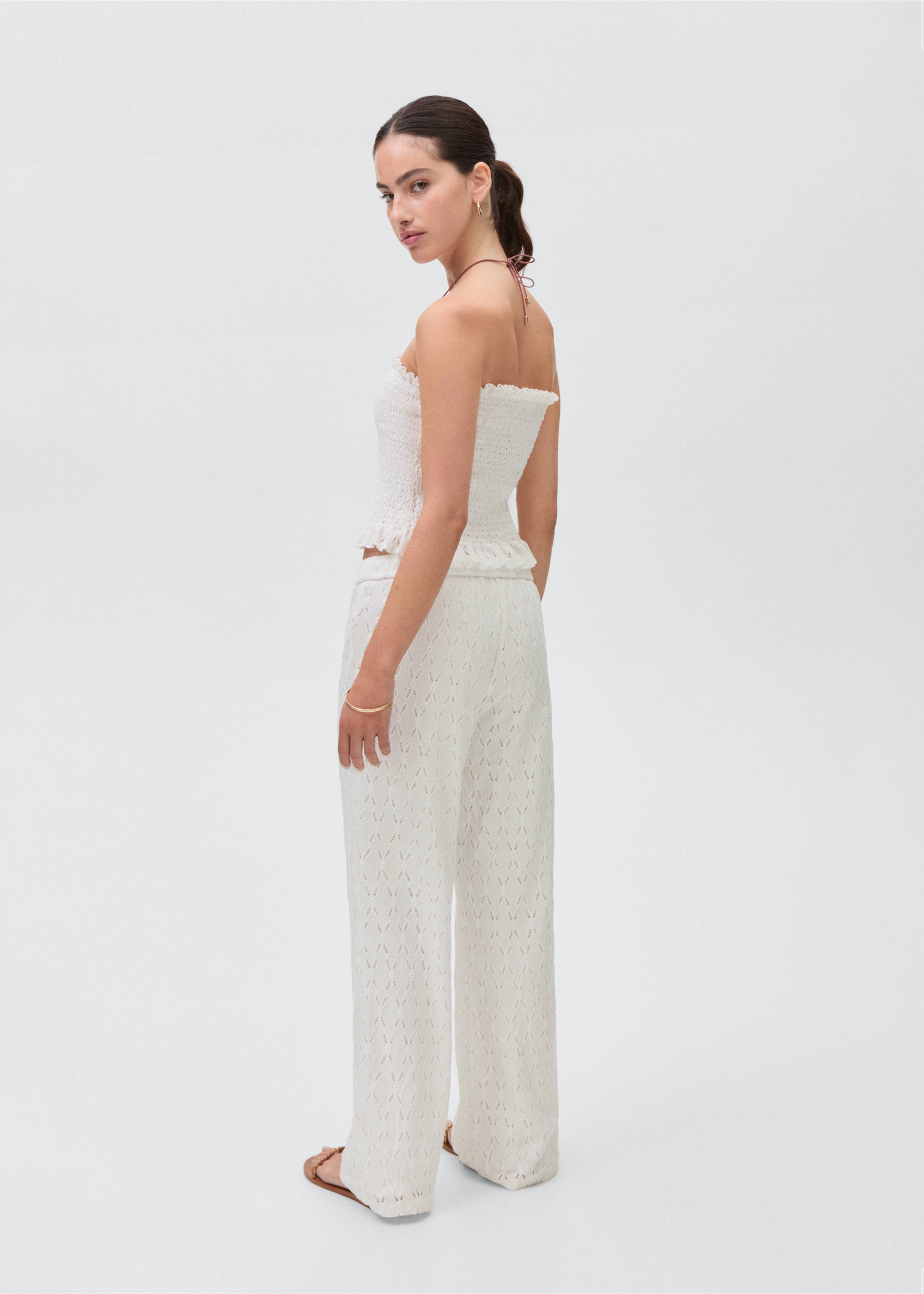 Swiss-embroidered pants - Reverse of the article, Off White. Ref: 87076335-00.
