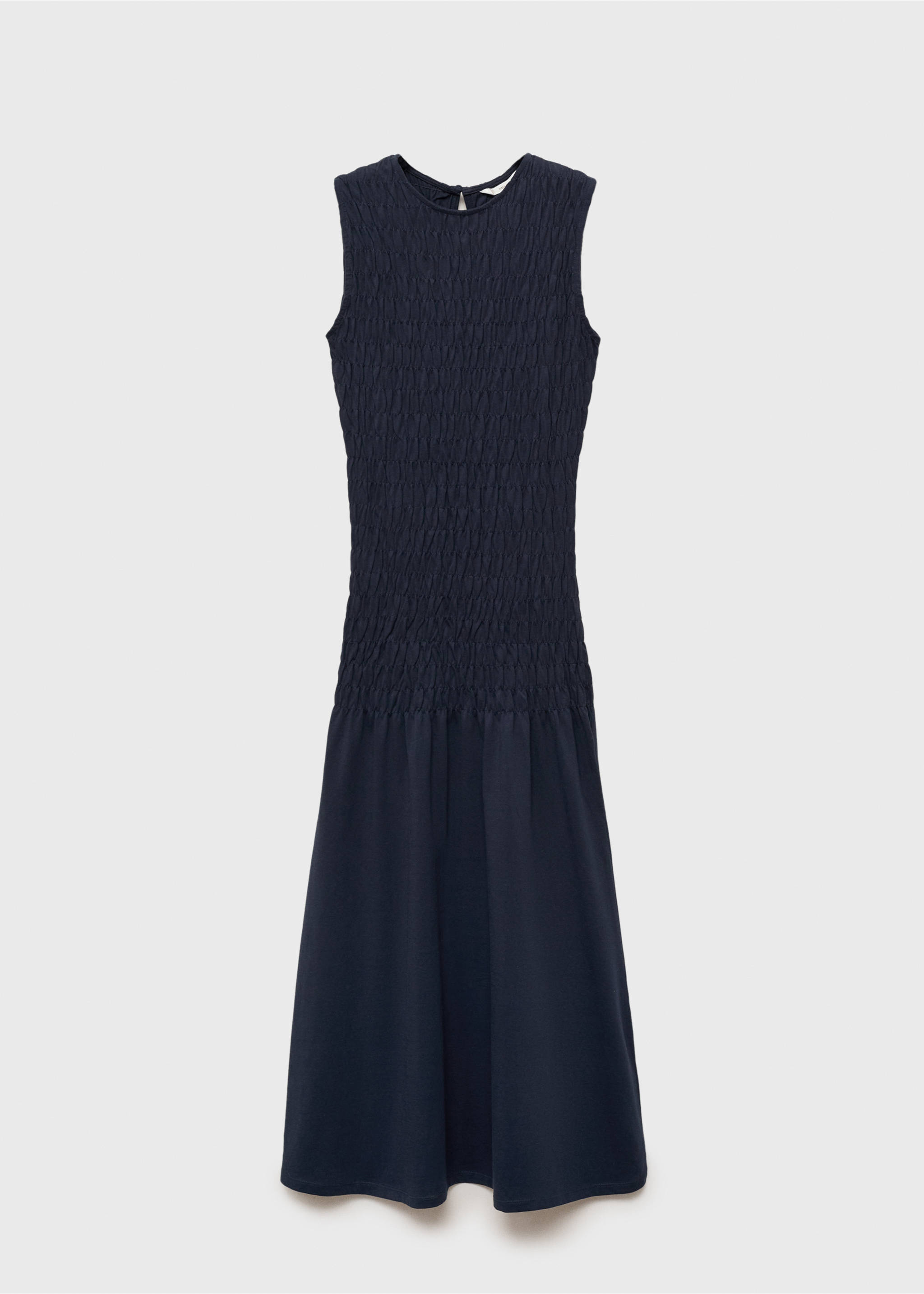 Long dress with ruffled detail - Article without model, Dark Navy. Ref: 87076336-00.