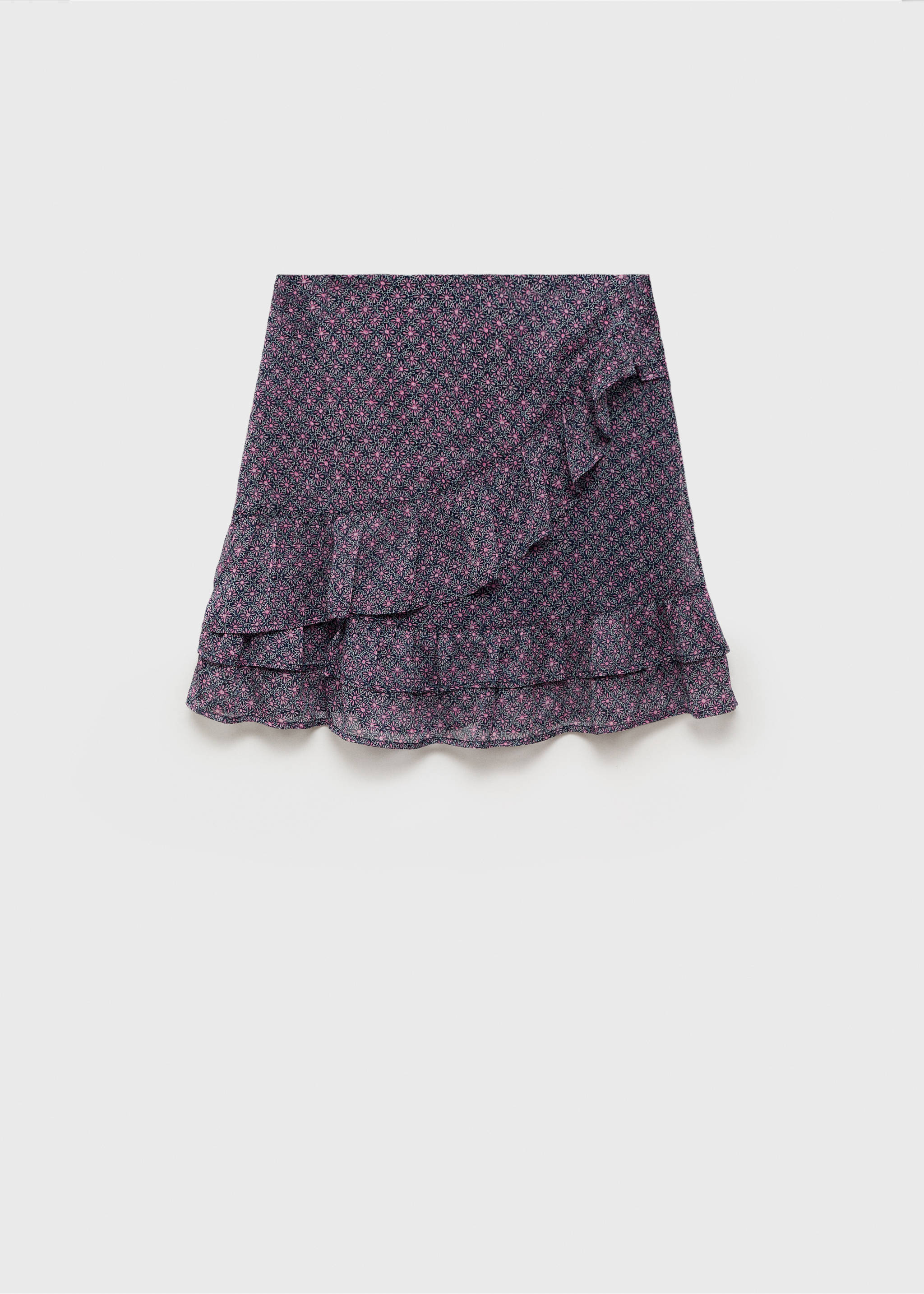 Printed skirt with ruffles - Article without model, Dark Navy. Ref: 87076338-00.