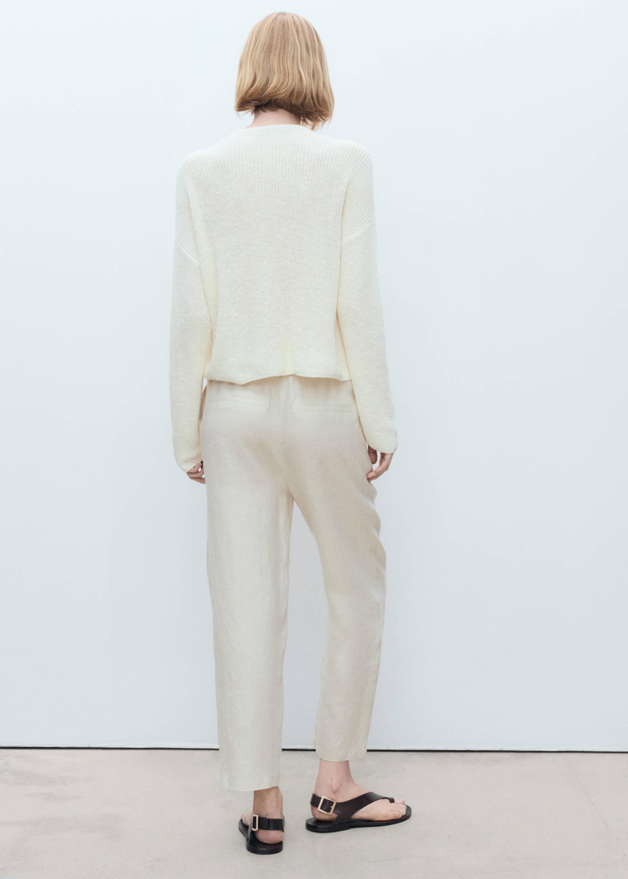 Straight linen-blend trousers - Reverse of the article