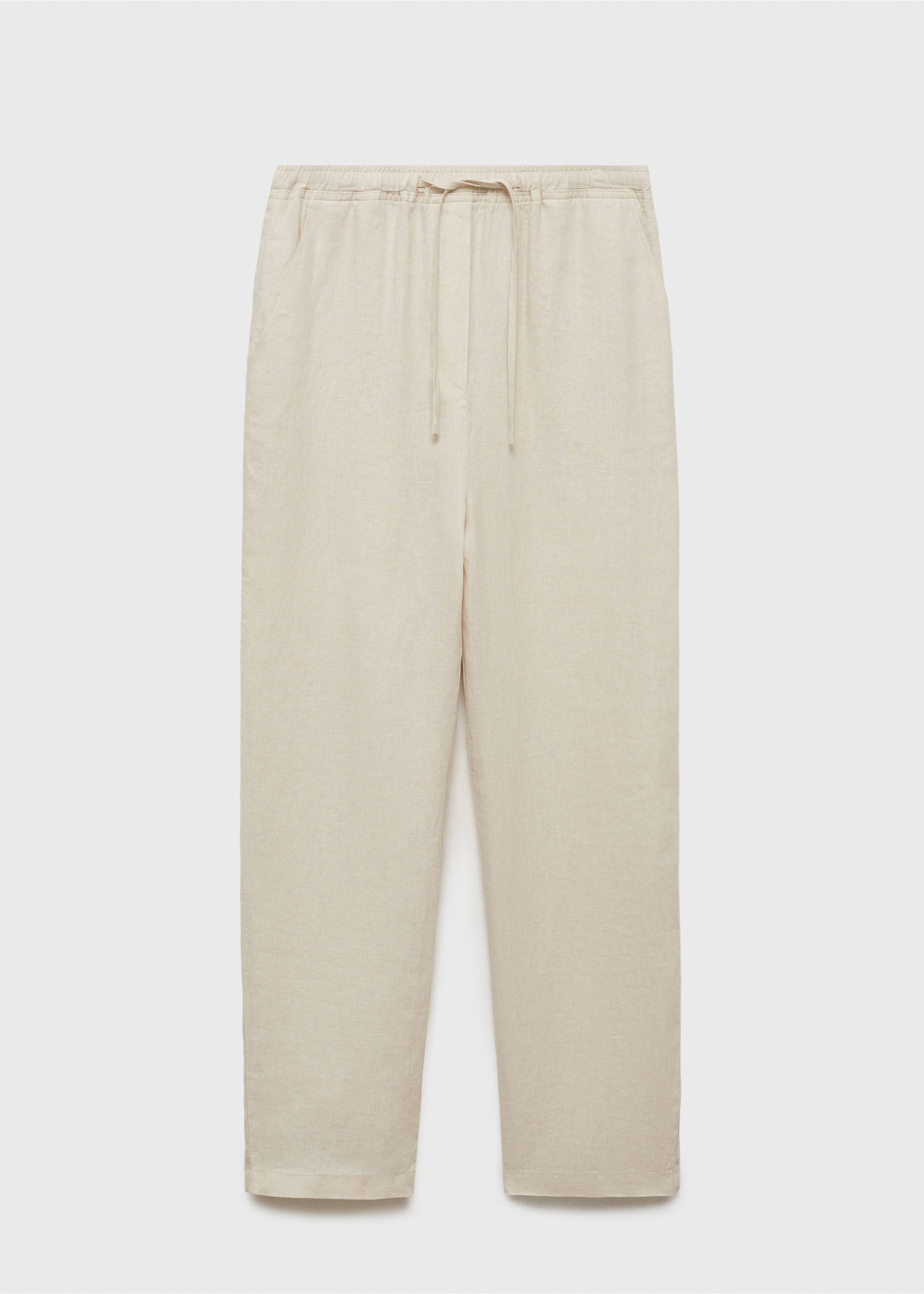 Straight linen-blend trousers - Article without model, Light/Pastel Grey. Ref: 87076341-00.