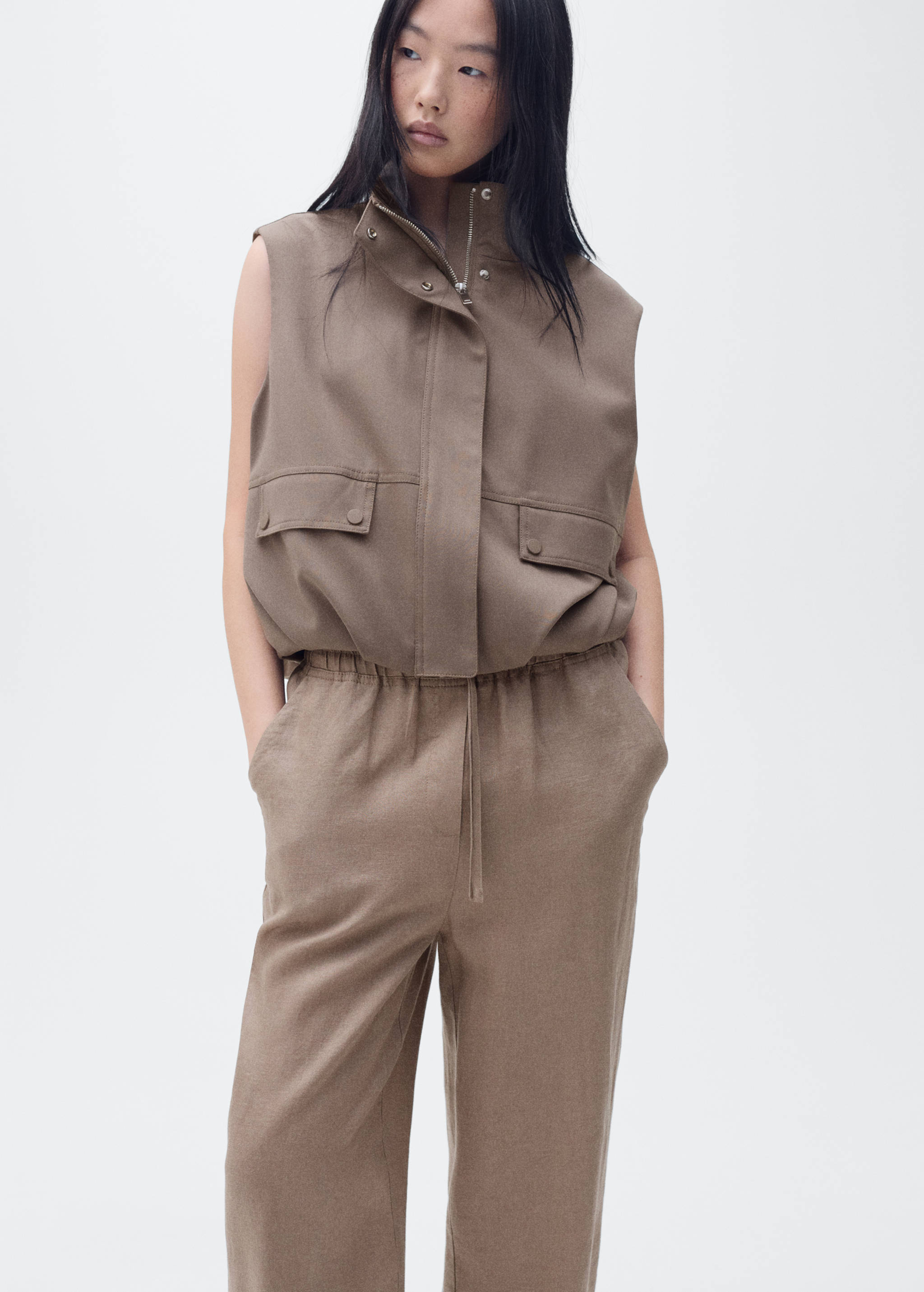Straight linen-blend trousers - Details of the article 2