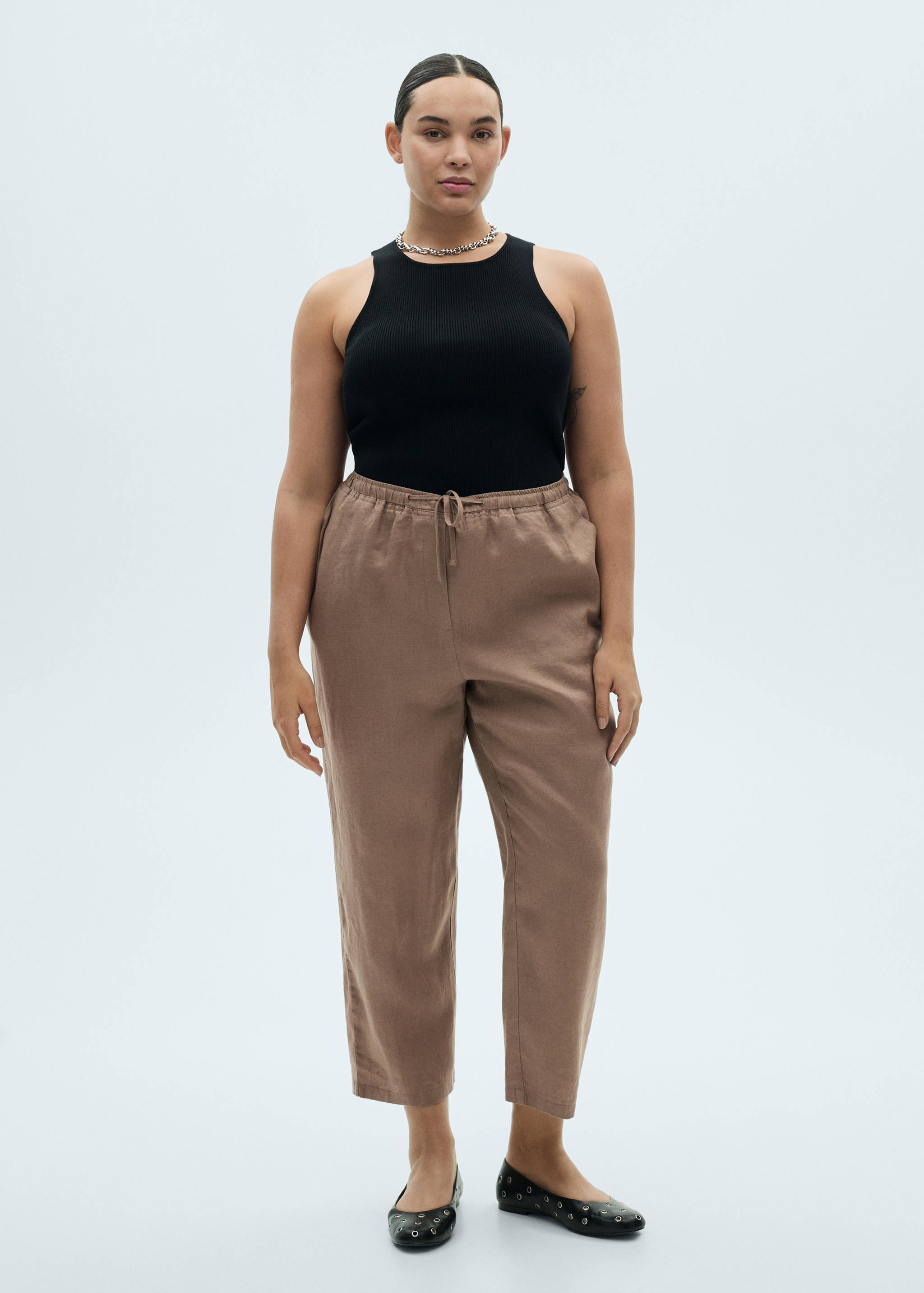 Straight linen-blend trousers - Details of the article 3