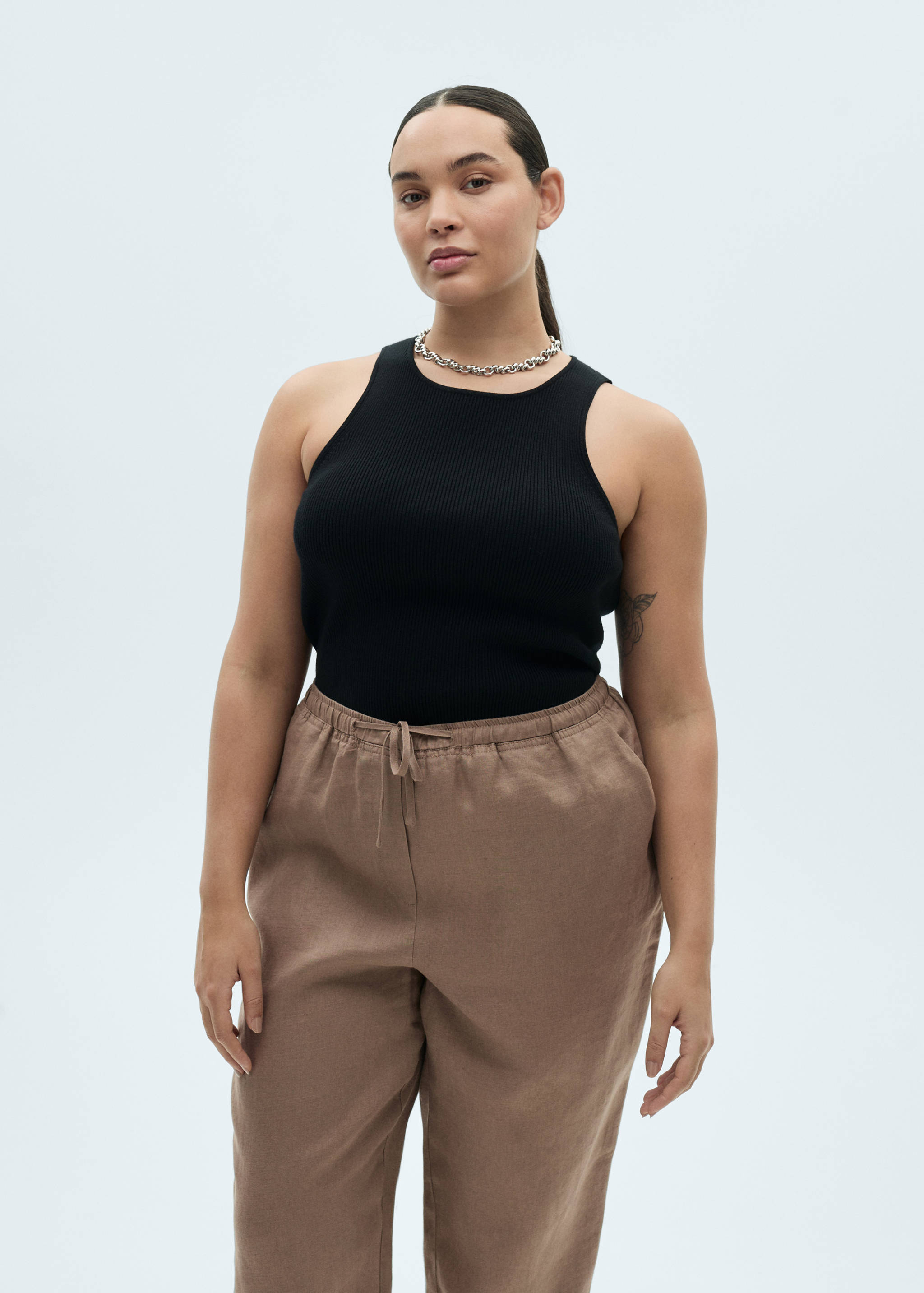 Straight linen-blend trousers - Details of the article 5