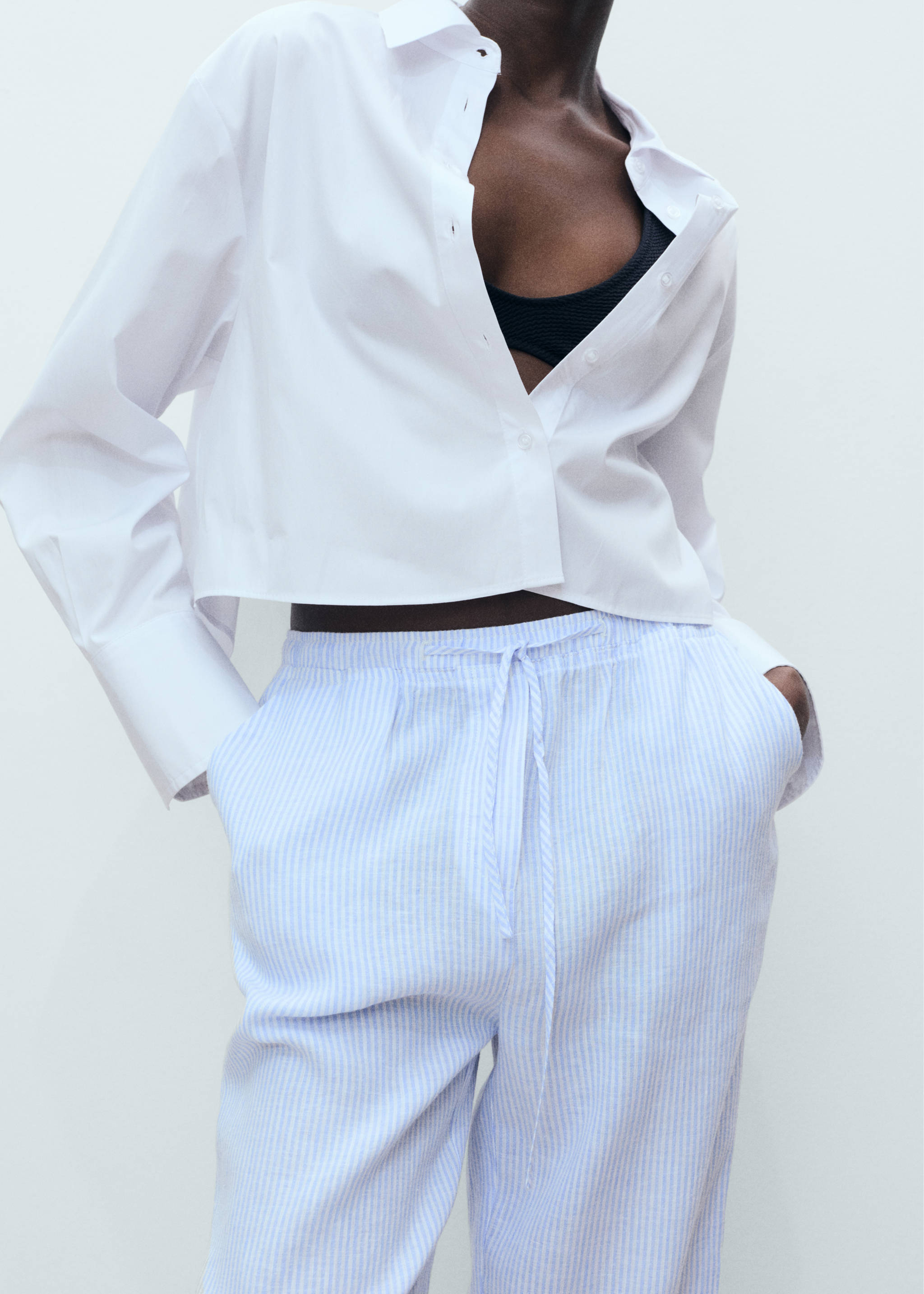 Straight linen-blend trousers - Details of the article 6