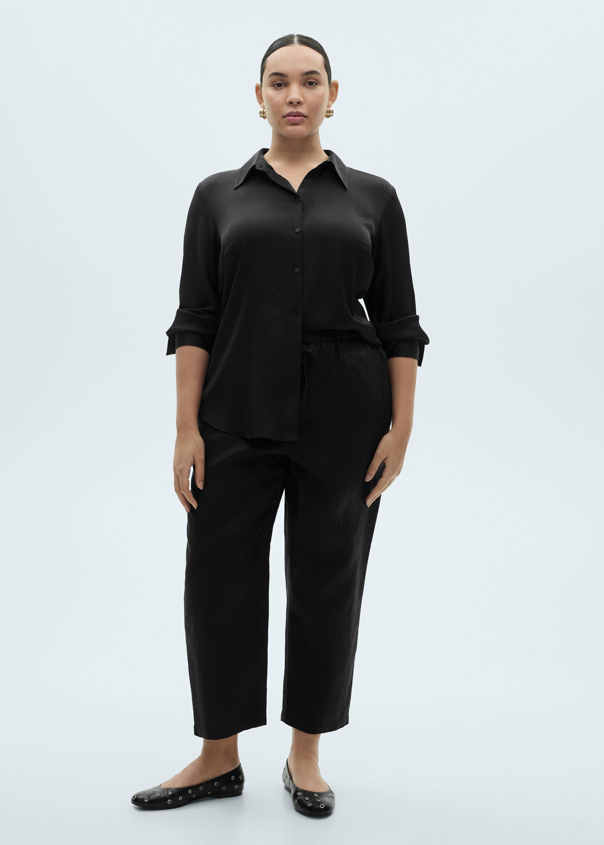 Straight linen-blend trousers - Details of the article 3