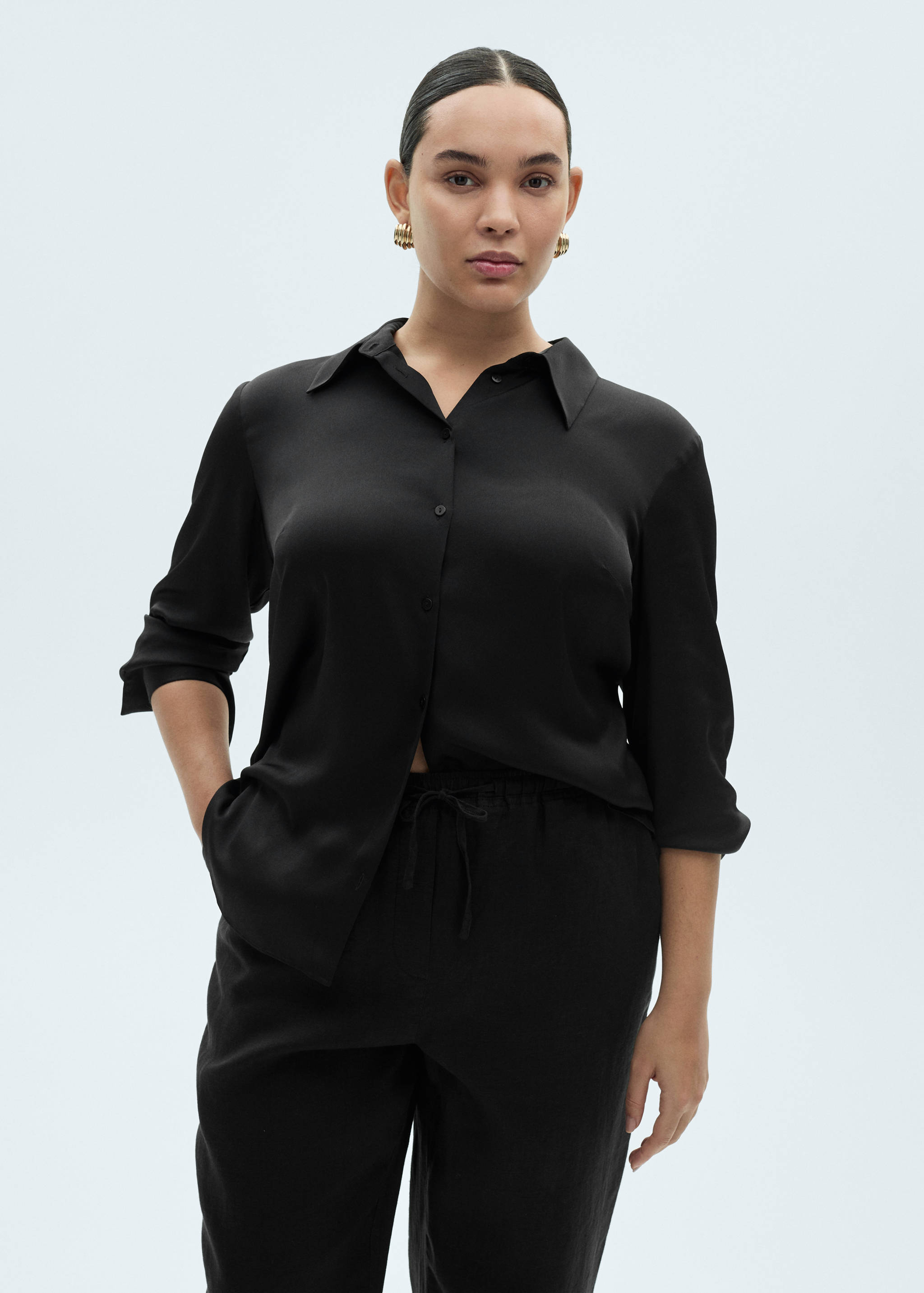 Straight linen-blend trousers - Details of the article 5