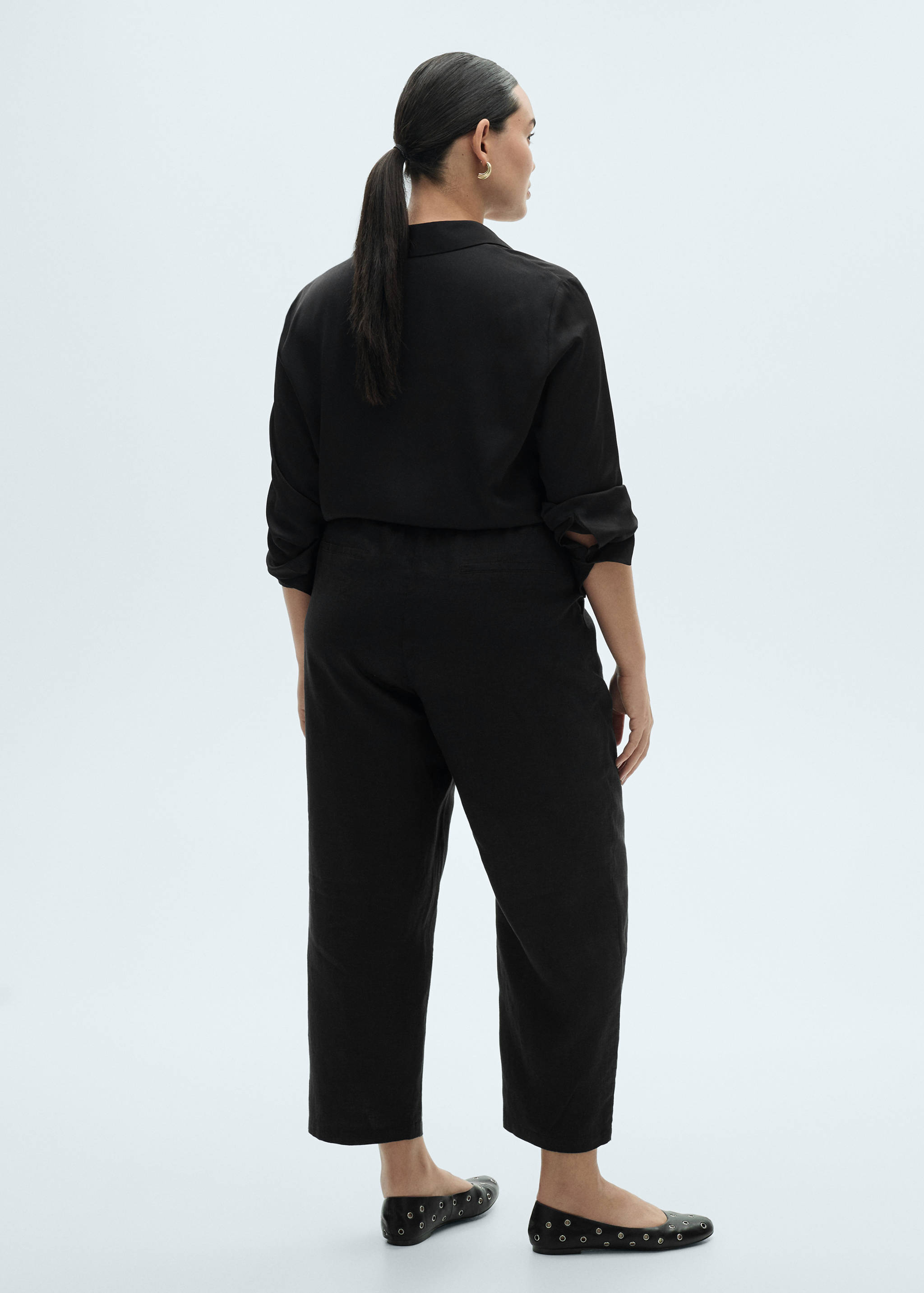 Straight linen-blend trousers - Details of the article 4