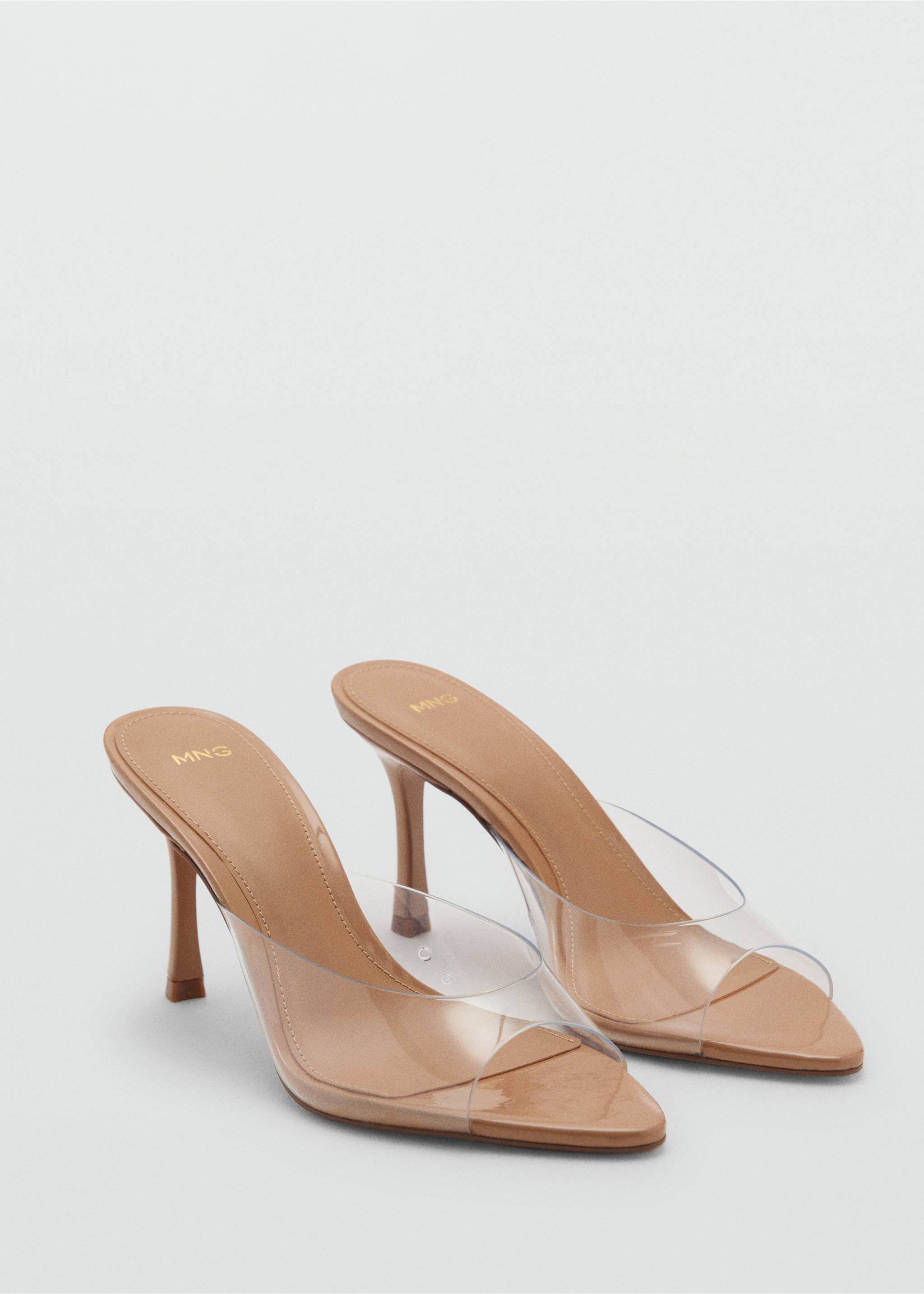 Heeled sandals with vinyl panels - Medium plane, Nude. Ref: 87076342-00.