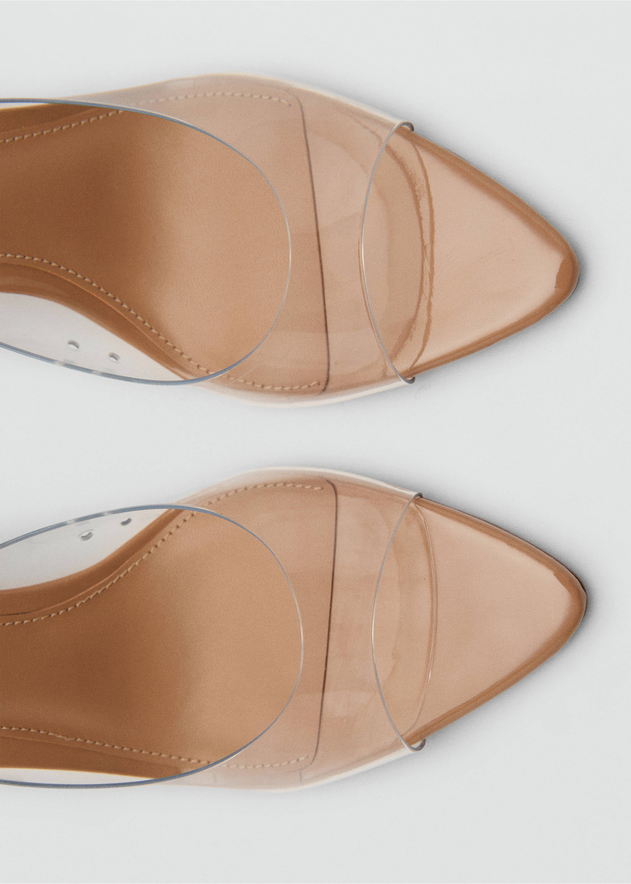 Heeled sandals with vinyl panels - Details of the article 3, Nude. Ref: 87076342-00.