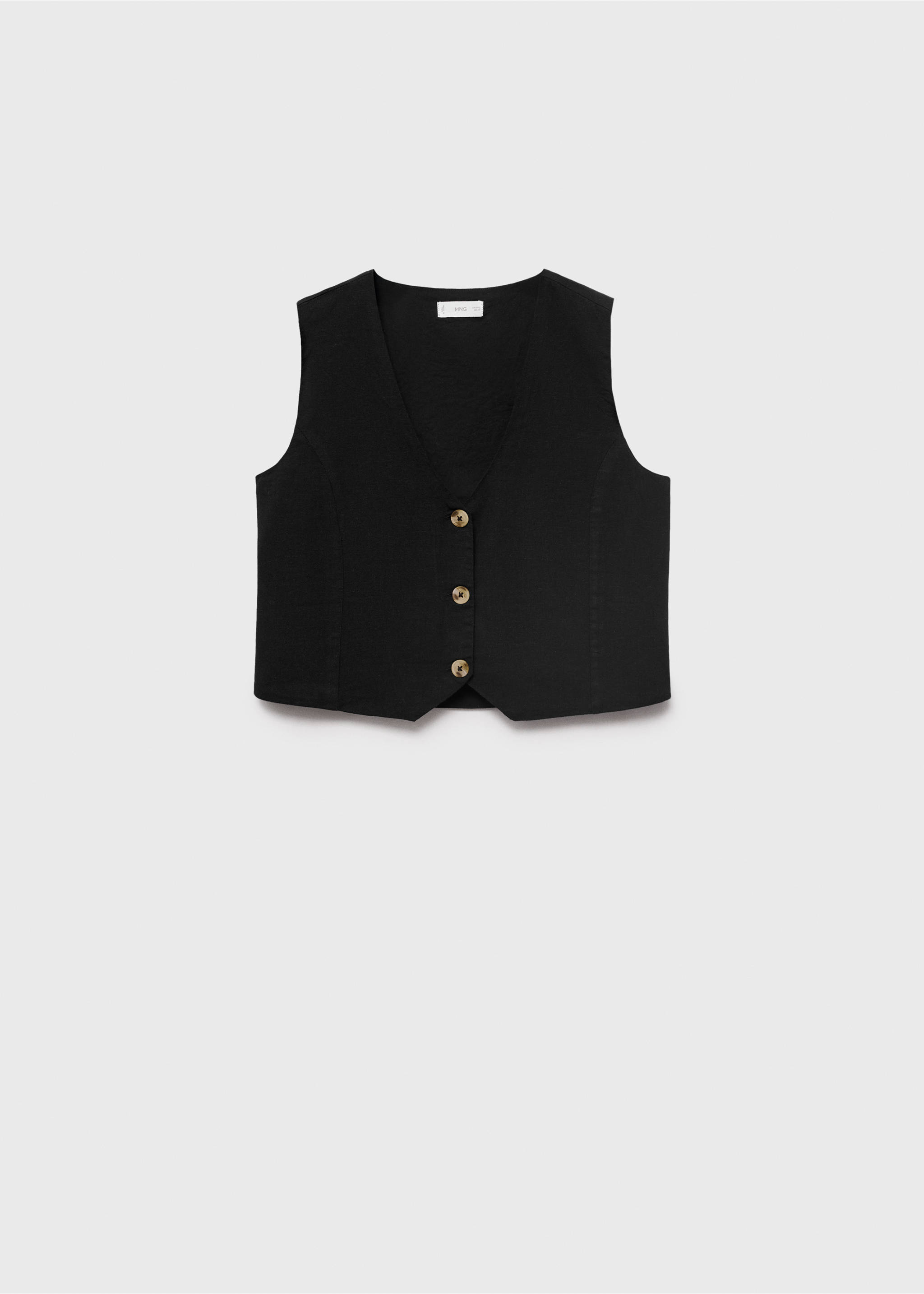 Gilet lin boutons - Article sans modèle, Noir. Ref: 87076348-00.