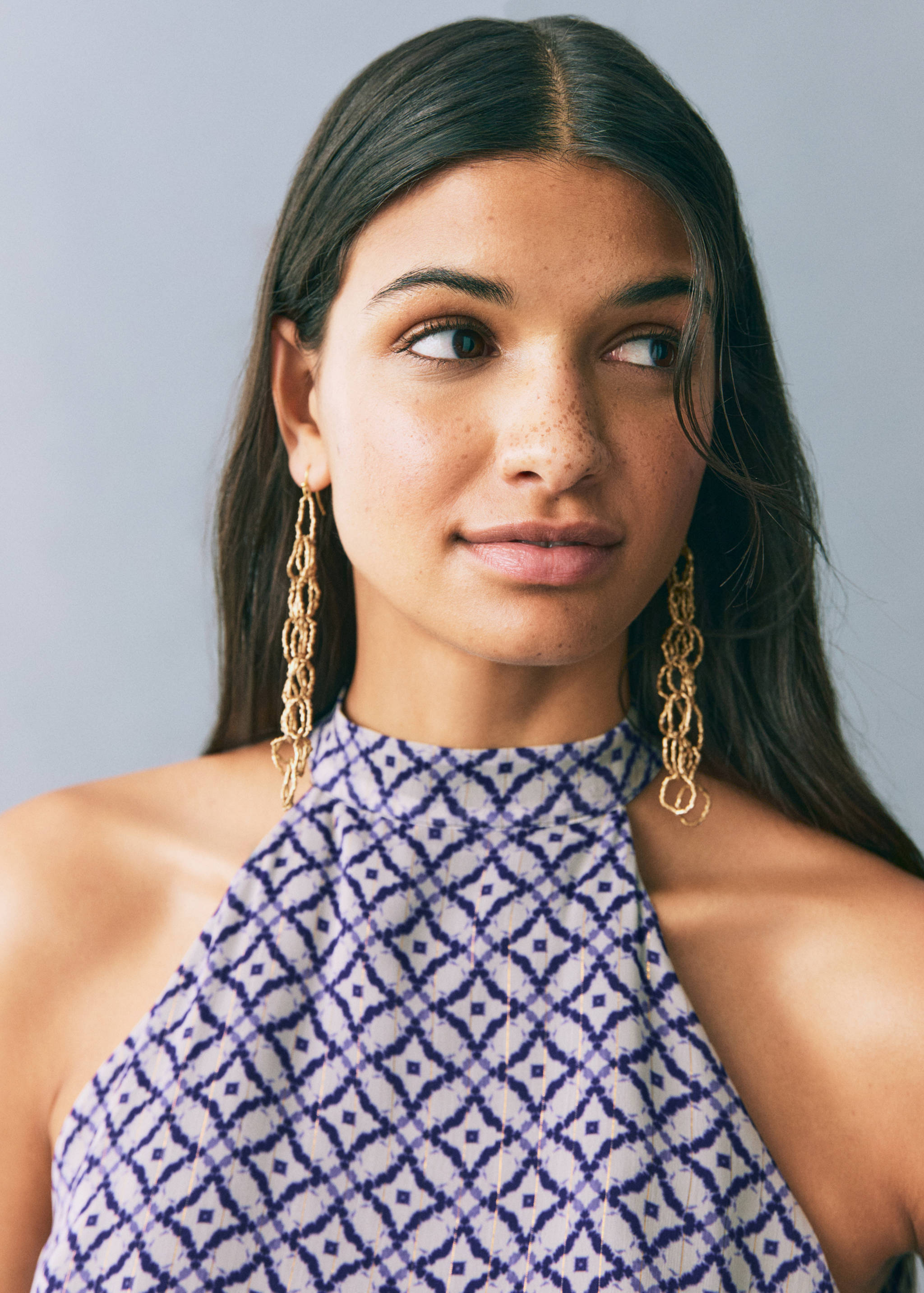 Vestido estampado cuello halter - Detalle del artículo 1