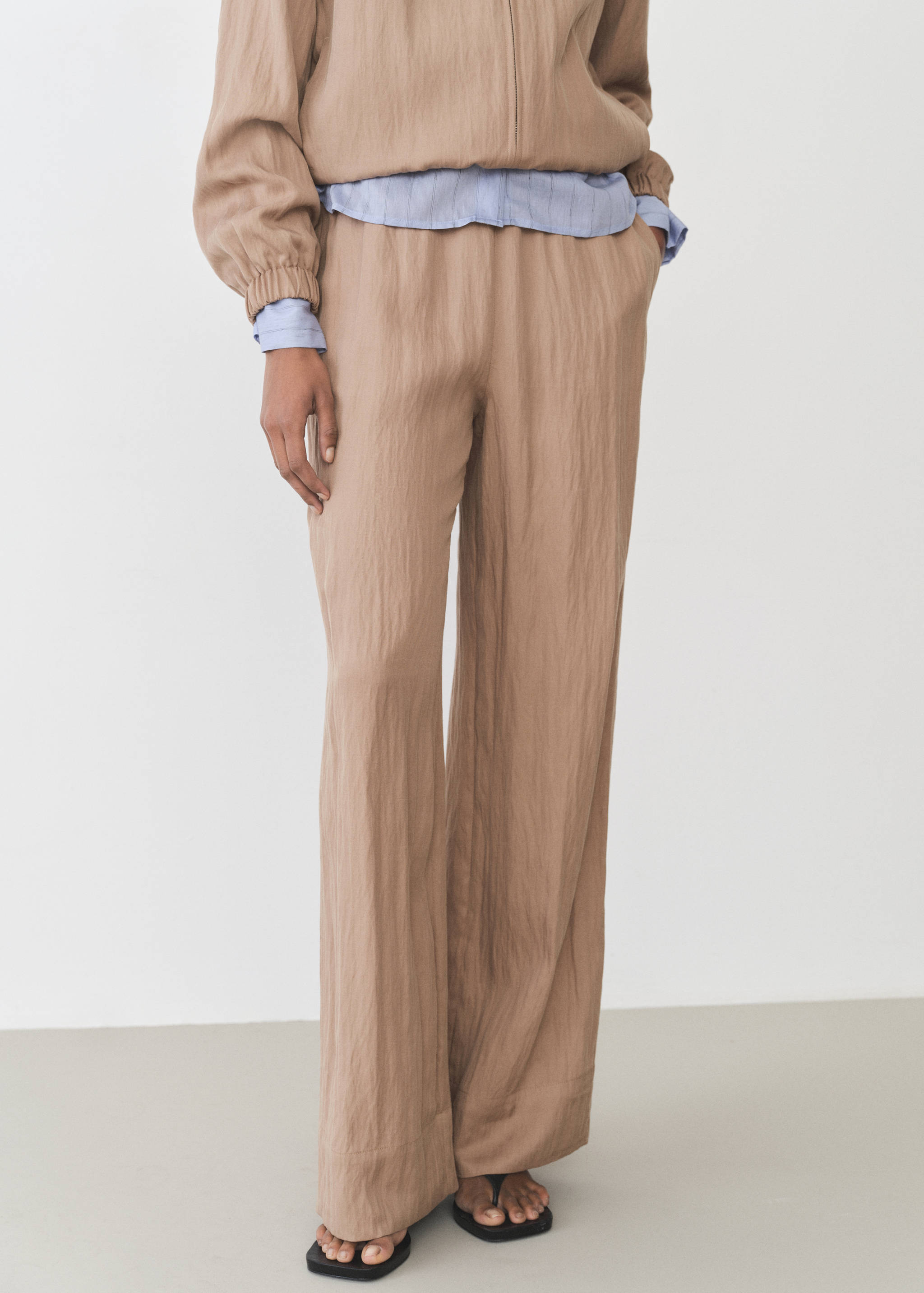 Straight-fit lyocell textured trousers - Medium plane