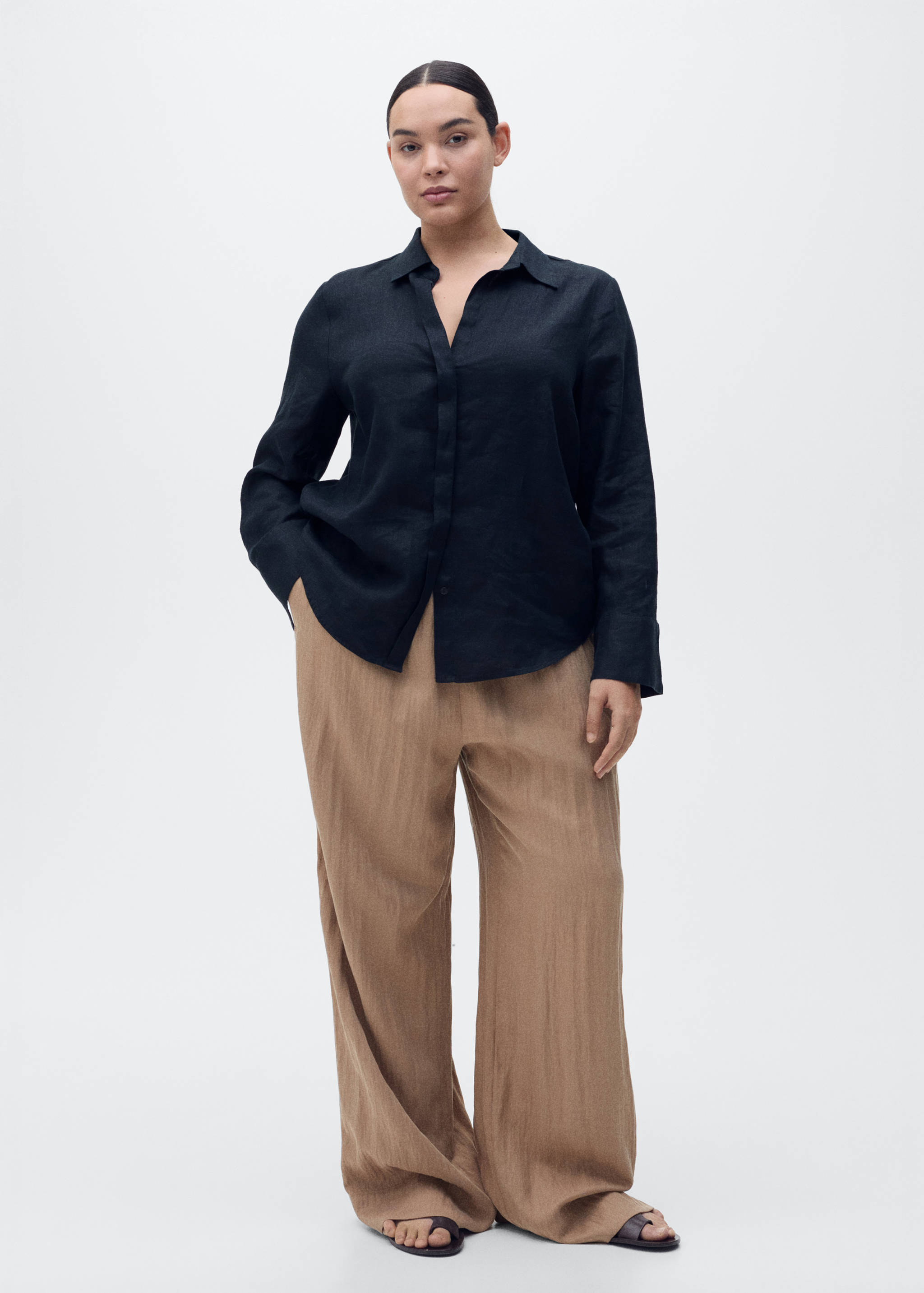 Straight-fit lyocell textured trousers - Details of the article 3