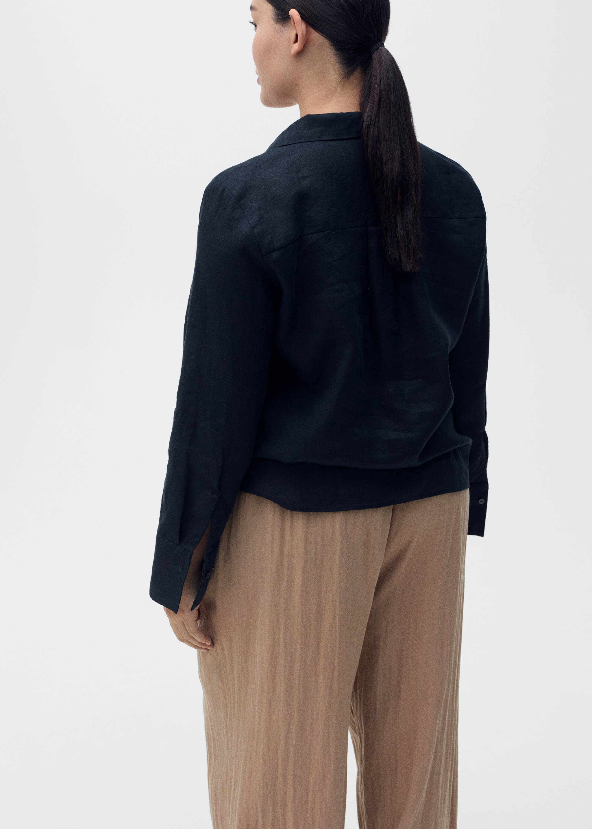 Straight-fit lyocell textured trousers - Details of the article 4