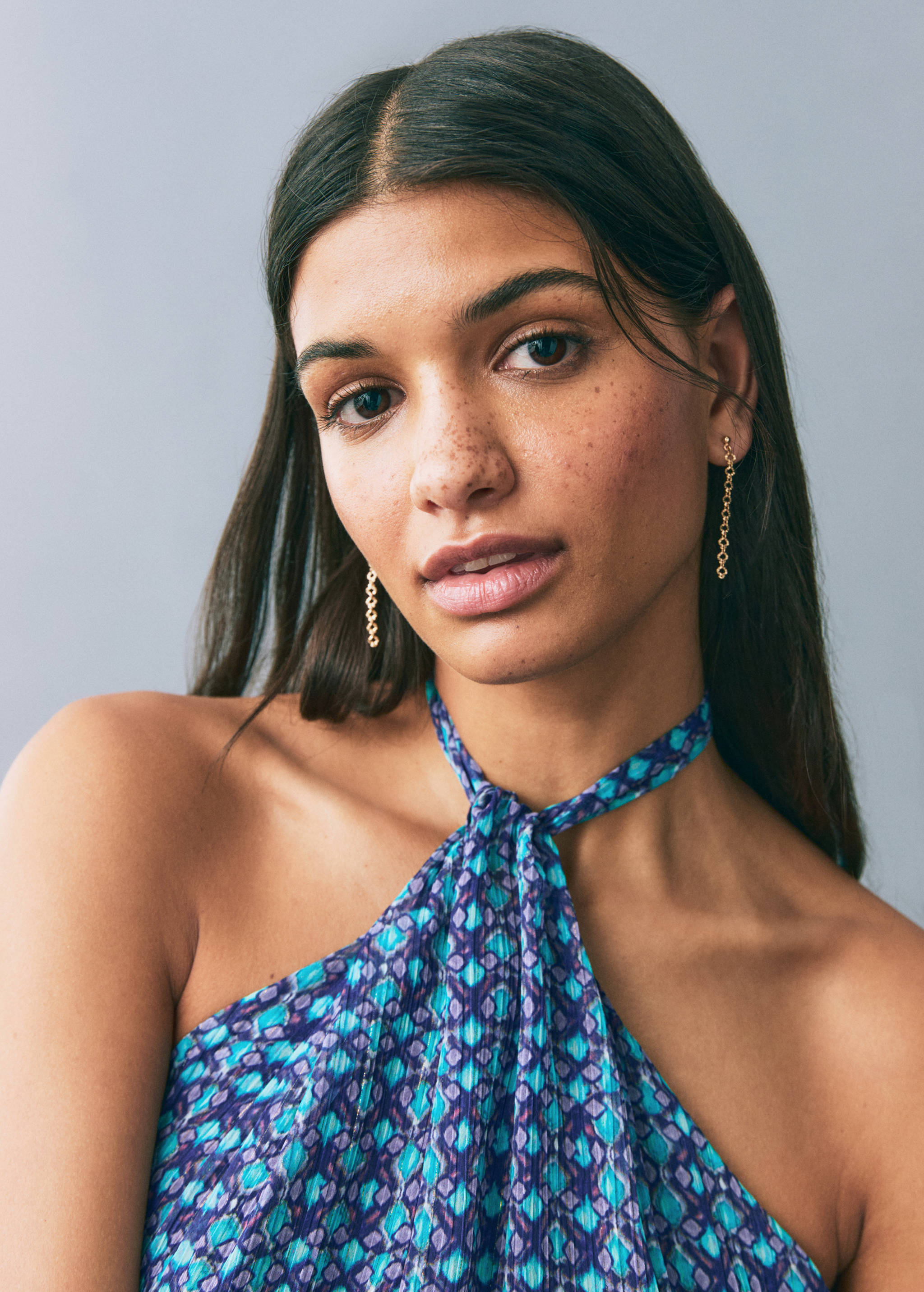 Halter-neck printed top - Details of the article 1