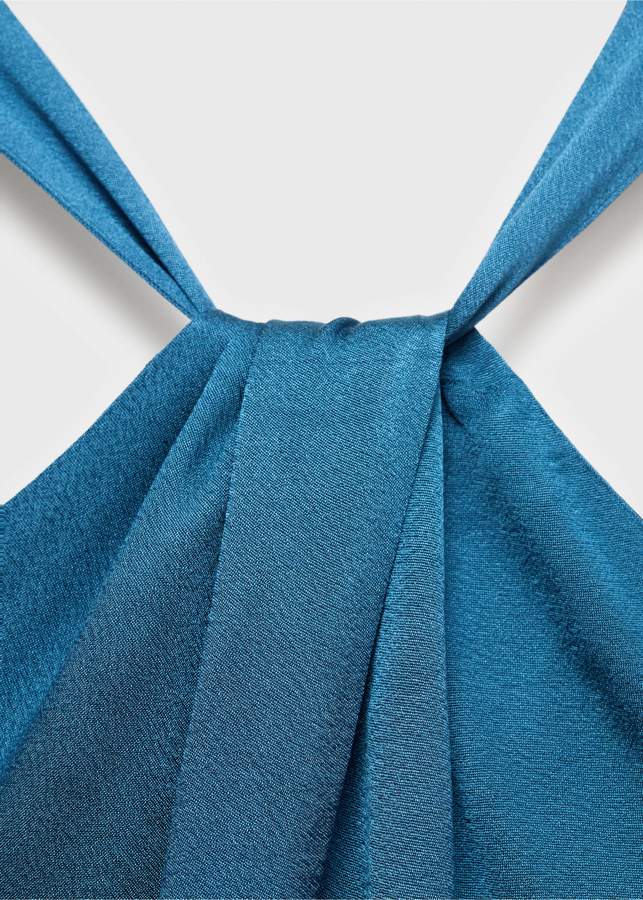 Mono satinado cuello halter - Detalle del artículo 8, Azul petróleo. Ref: 87076364-00.