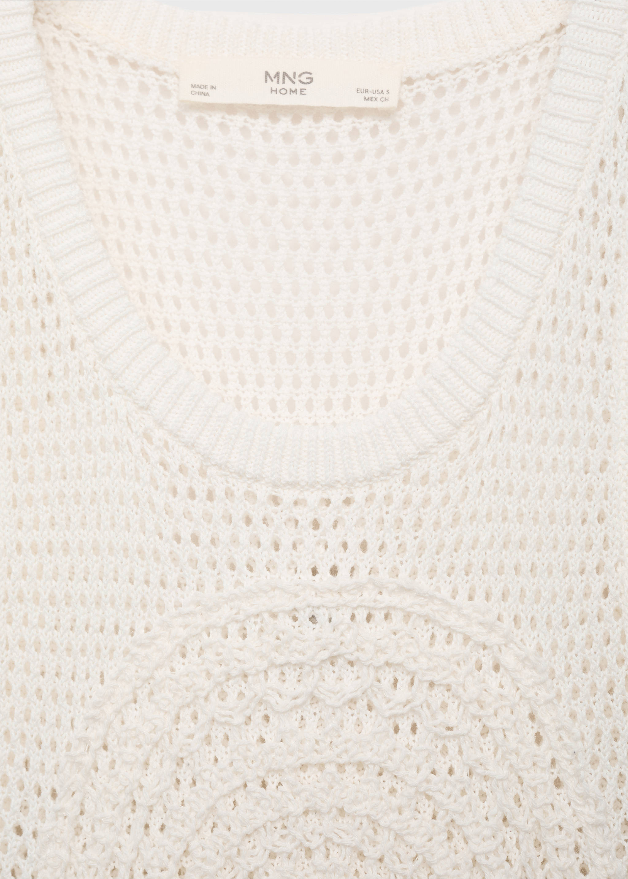 Crochet cotton dress - Details of the article 8, Off White. Ref: 87076366-00.