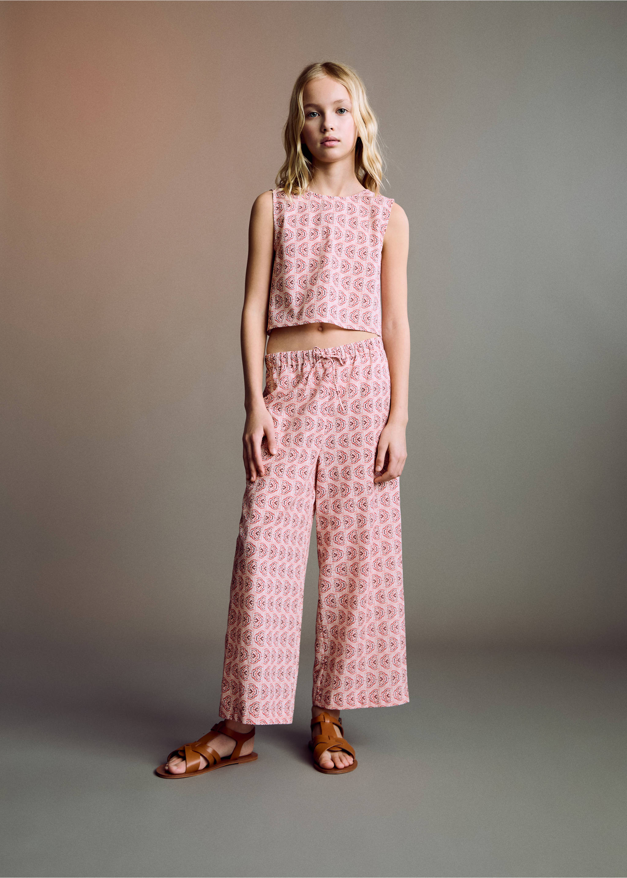 Printed cotton trousers - General plane, Pink. Ref: 87076714-00.
