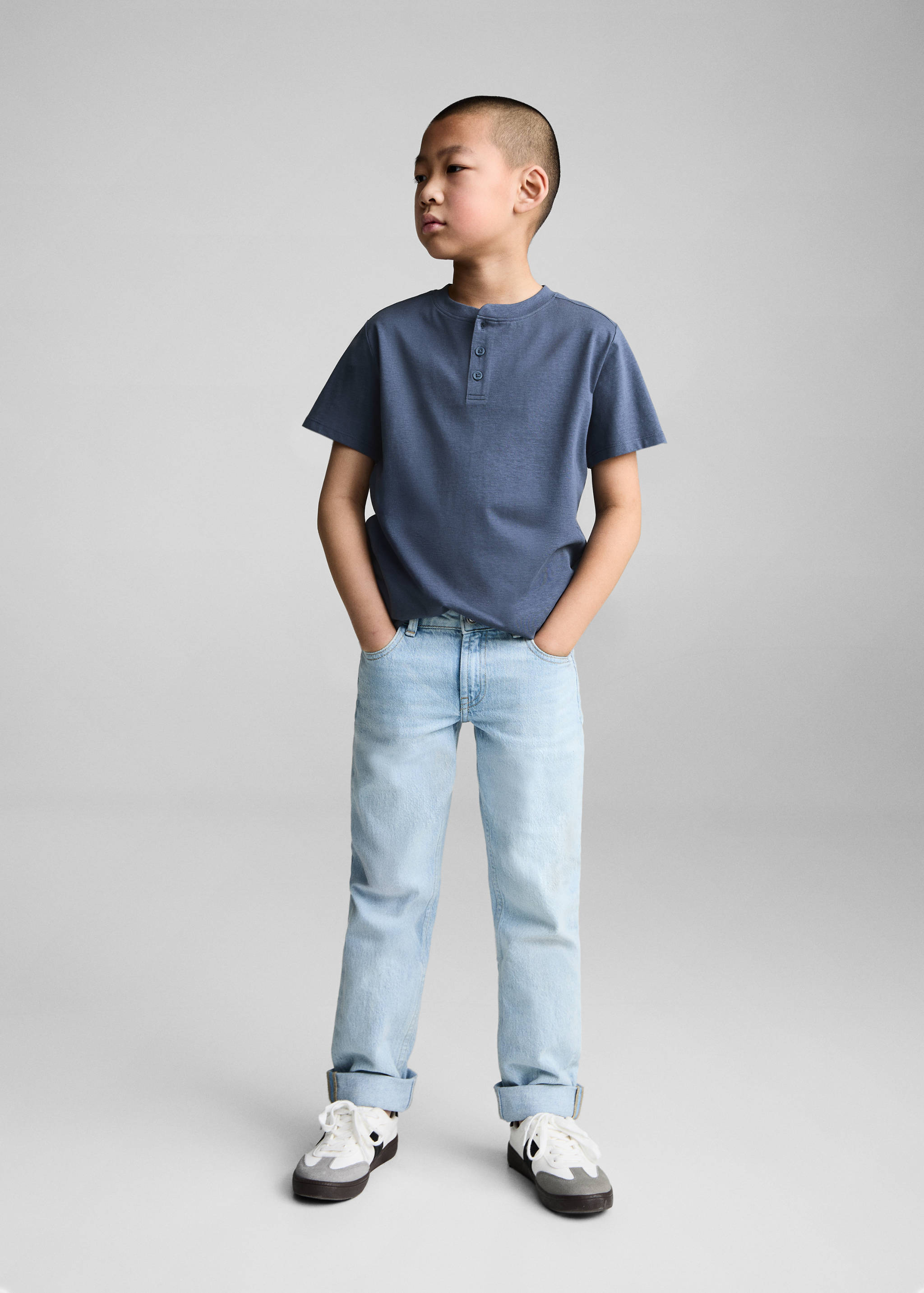 Buttoned cotton T-shirt - General plane