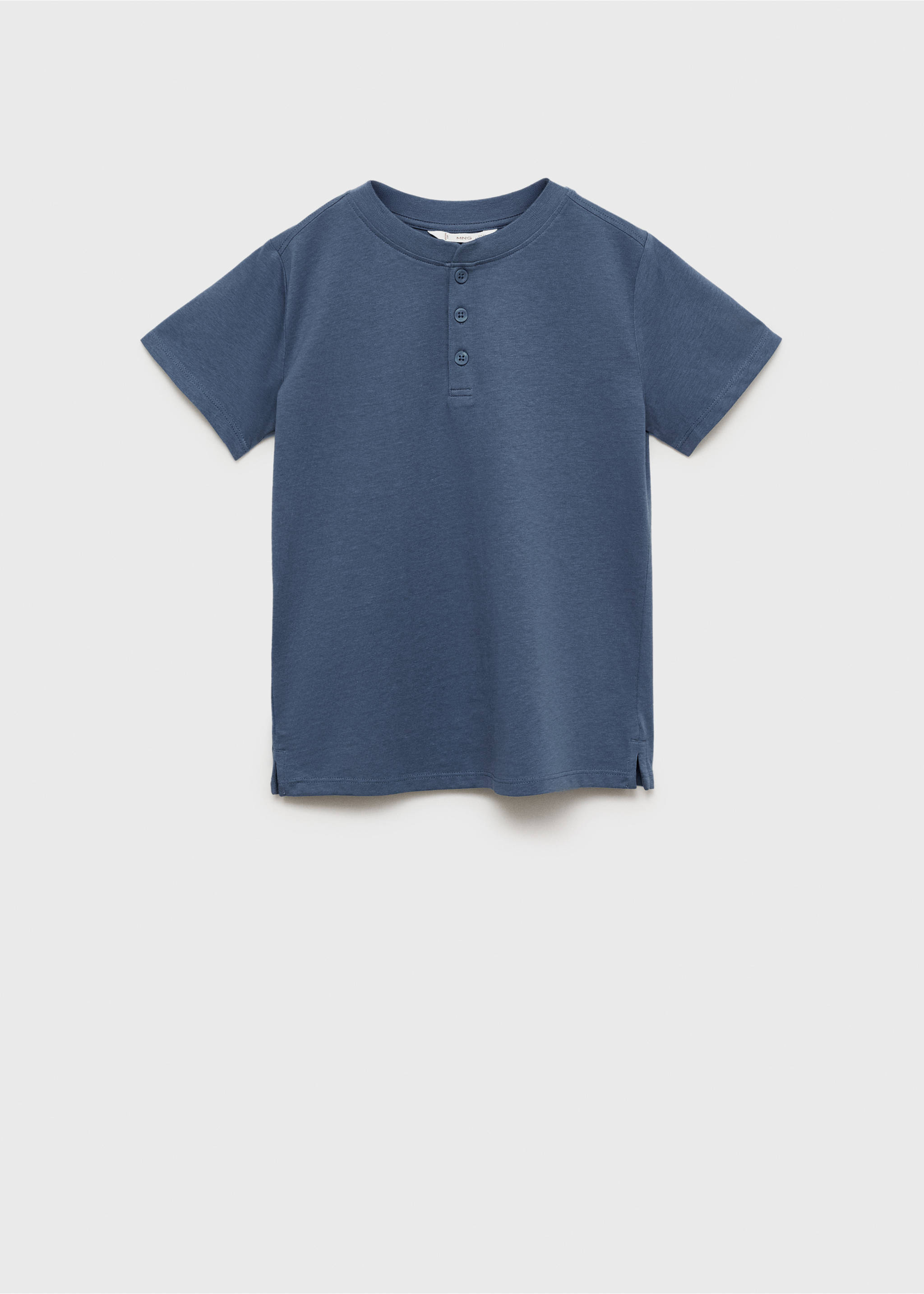 Buttoned cotton T-shirt - Article without model, Blue. Ref: 87076717-00.