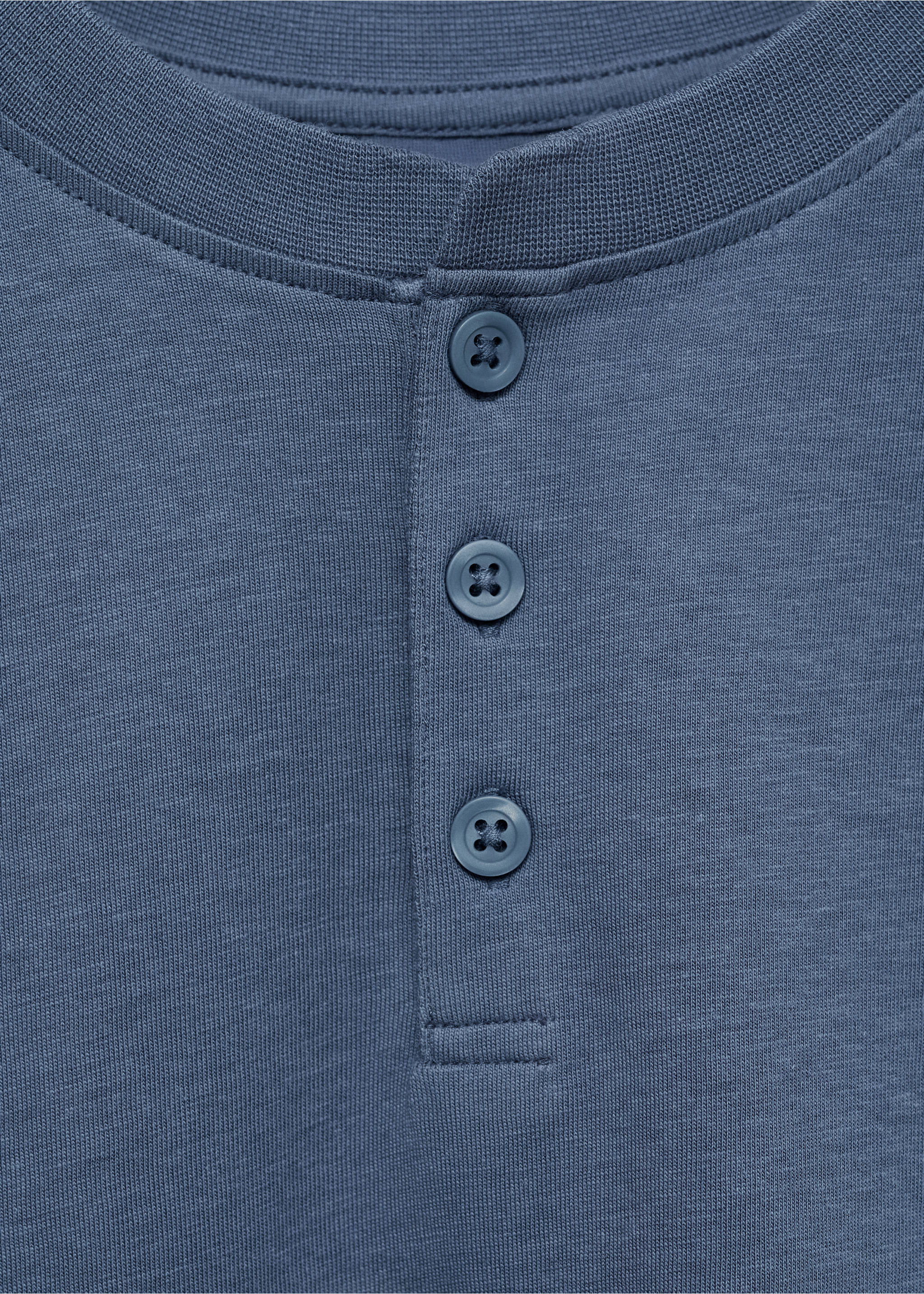 Buttoned cotton T-shirt - Details of the article 8, Blue. Ref: 87076717-00.