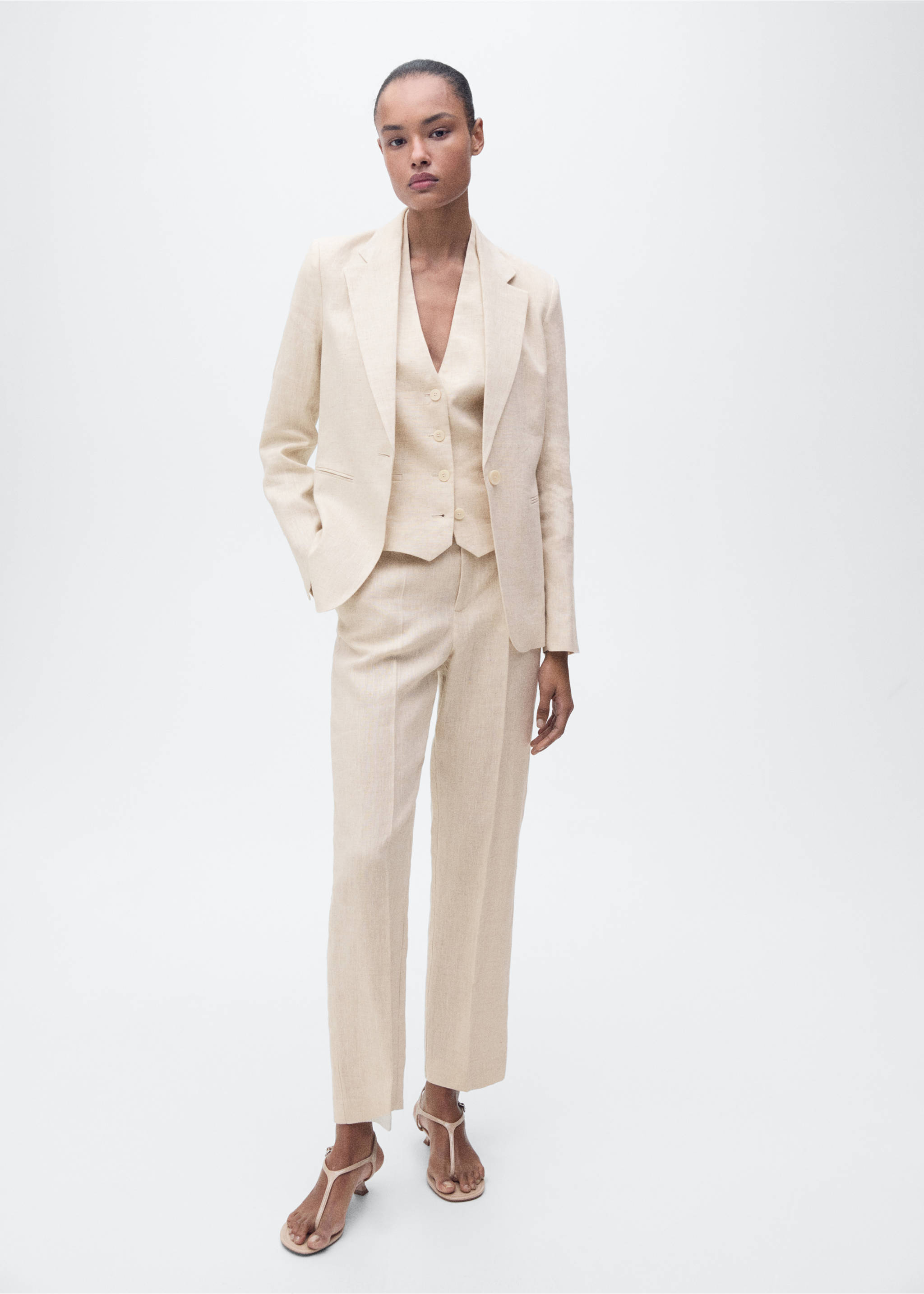 Linen suit jacket - General plane, Light/Pastel Grey. Ref: 87077162-00.
