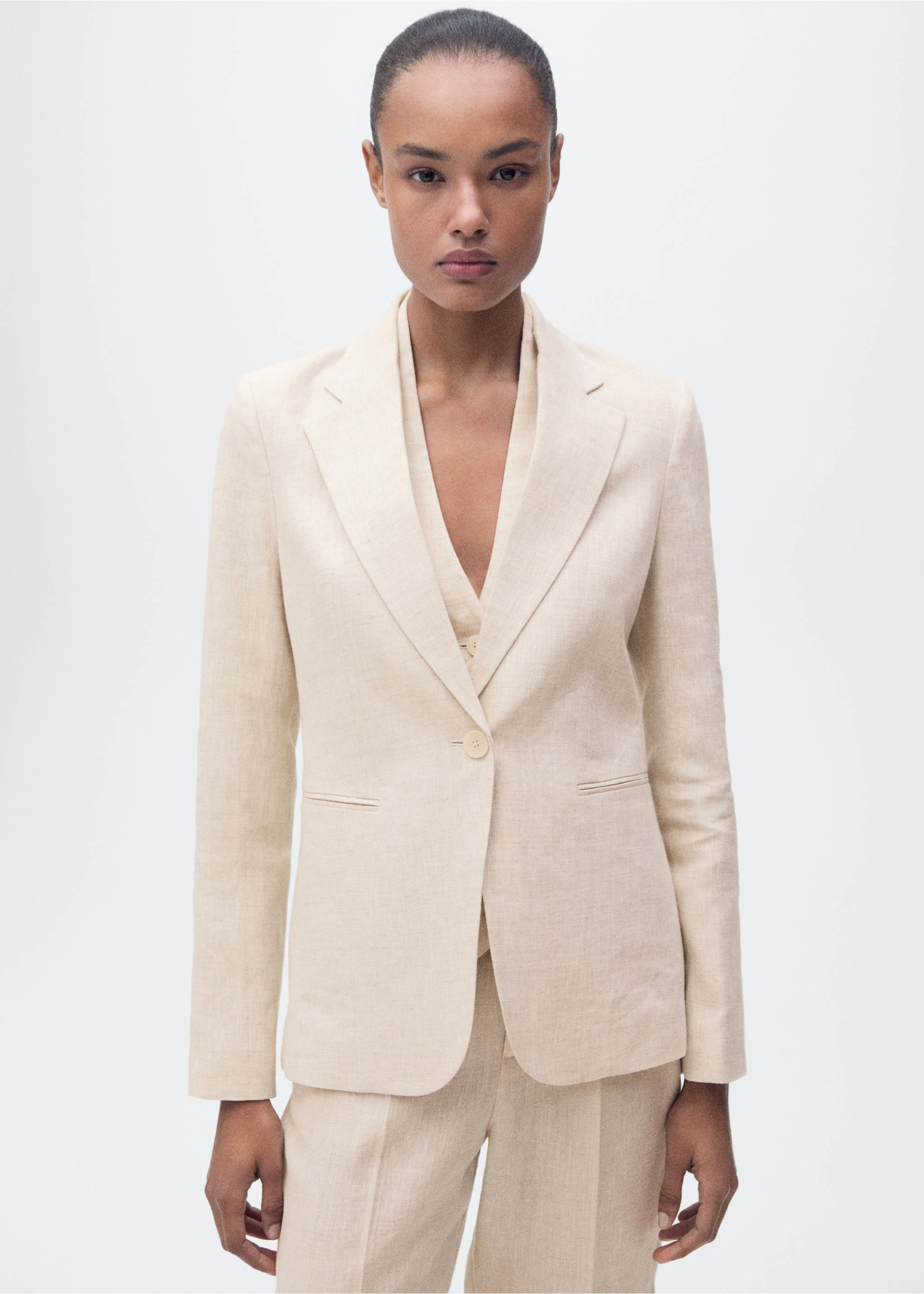 Linen suit jacket - Medium plane, Light/Pastel Grey. Ref: 87077162-00.