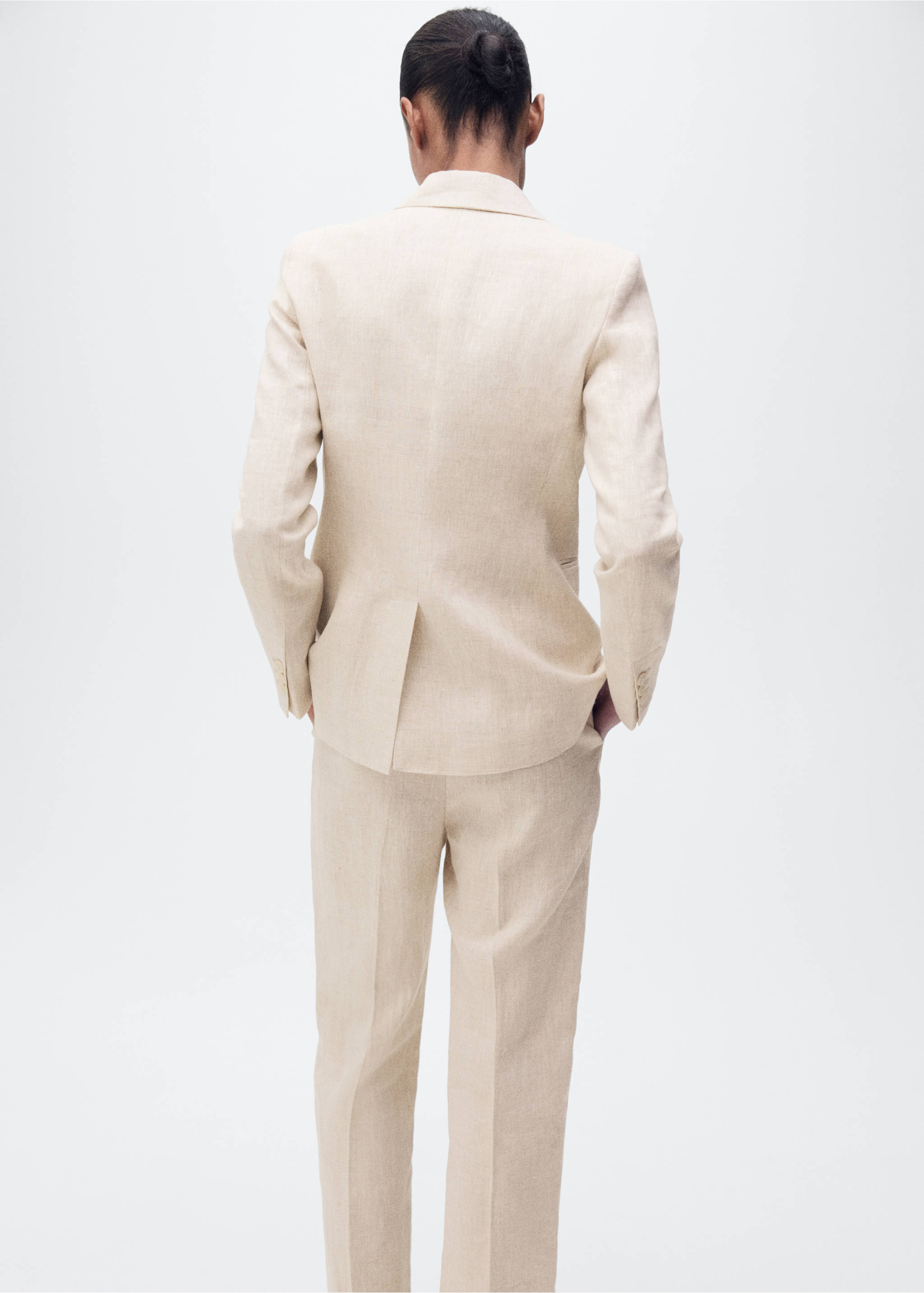 Linen suit jacket - Reverse of the article, Light/Pastel Grey. Ref: 87077162-00.