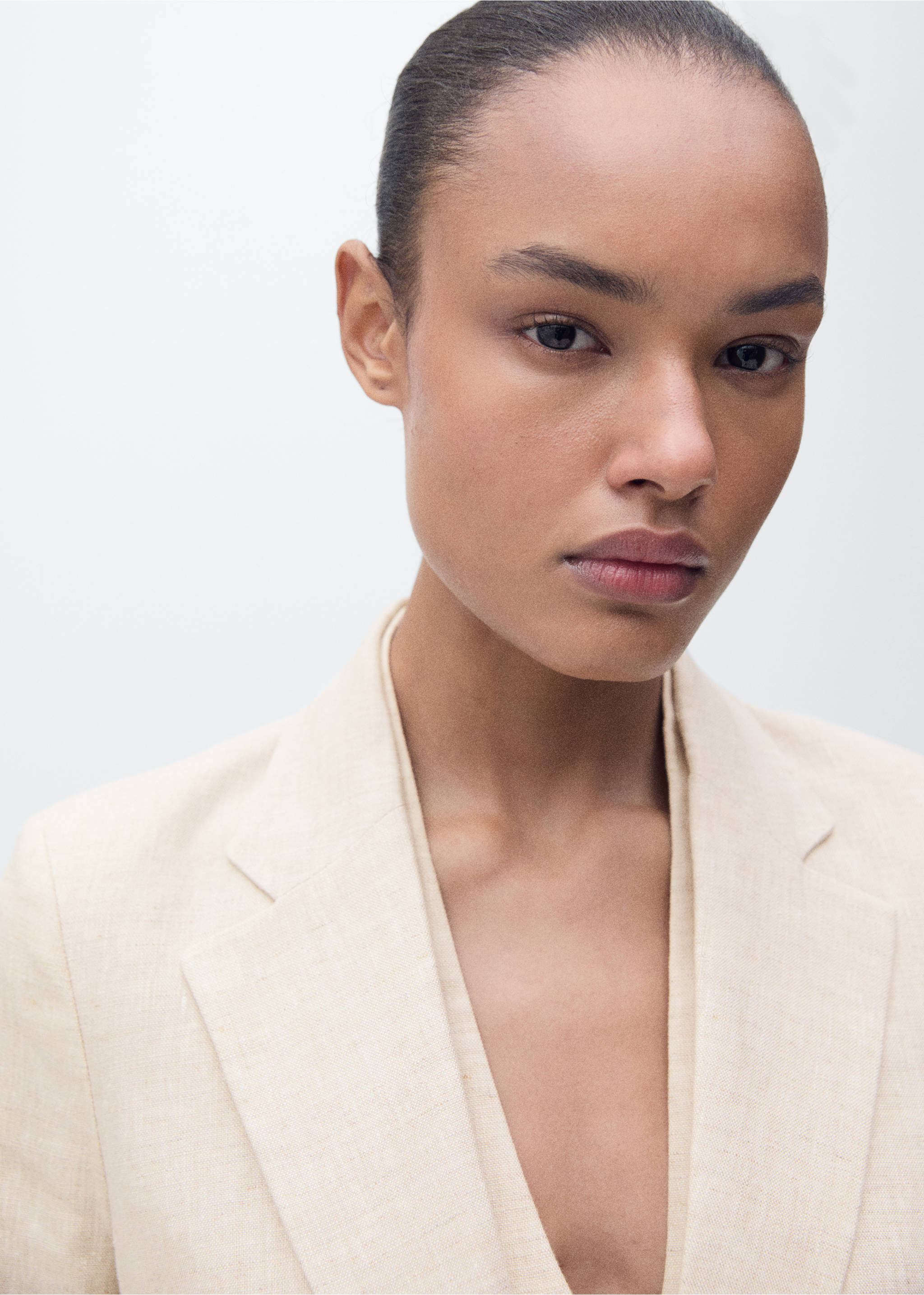Linen suit jacket - Details of the article 1, Light/Pastel Grey. Ref: 87077162-00.