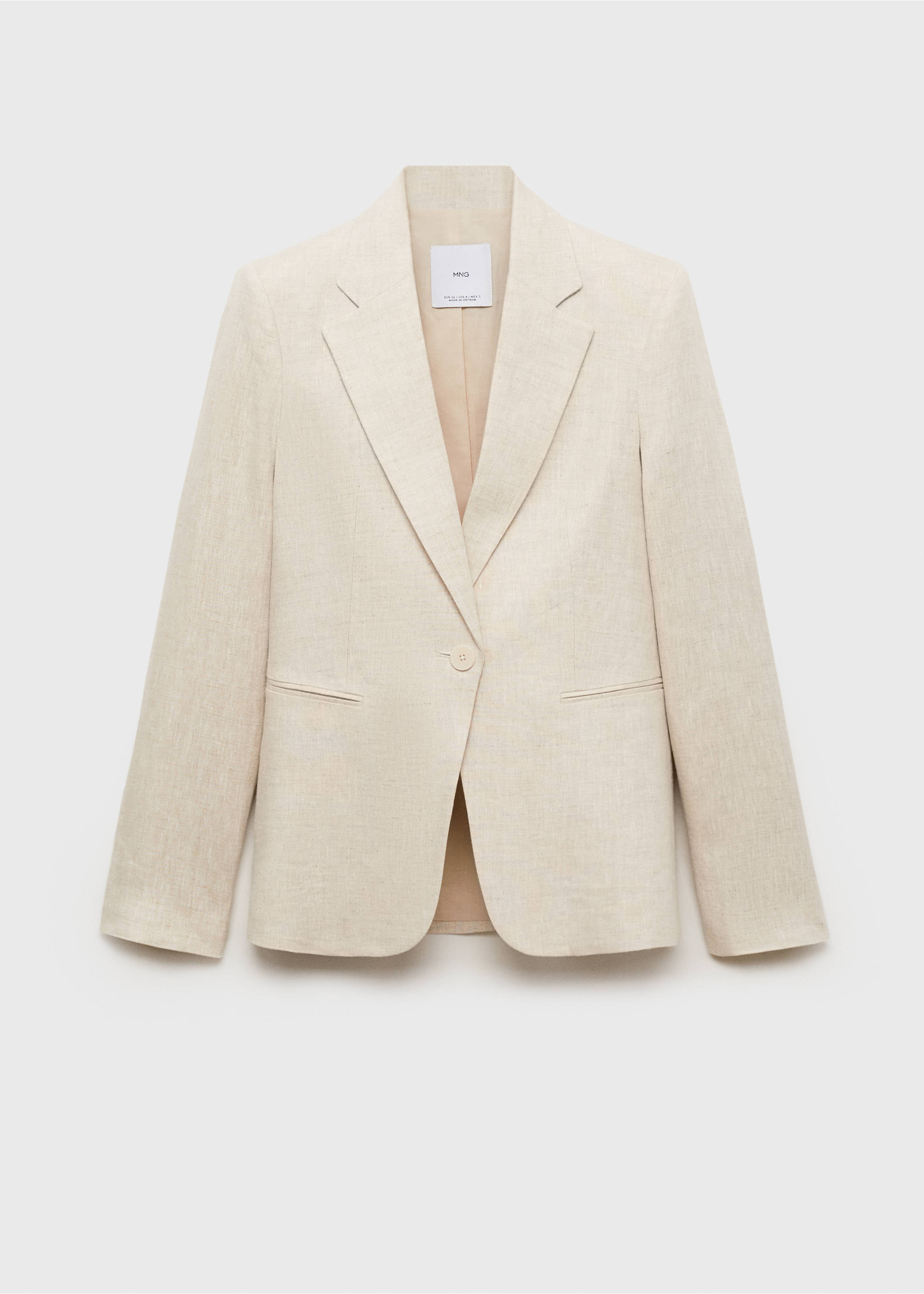 Linen suit jacket - Article without model, Light/Pastel Grey. Ref: 87077162-00.