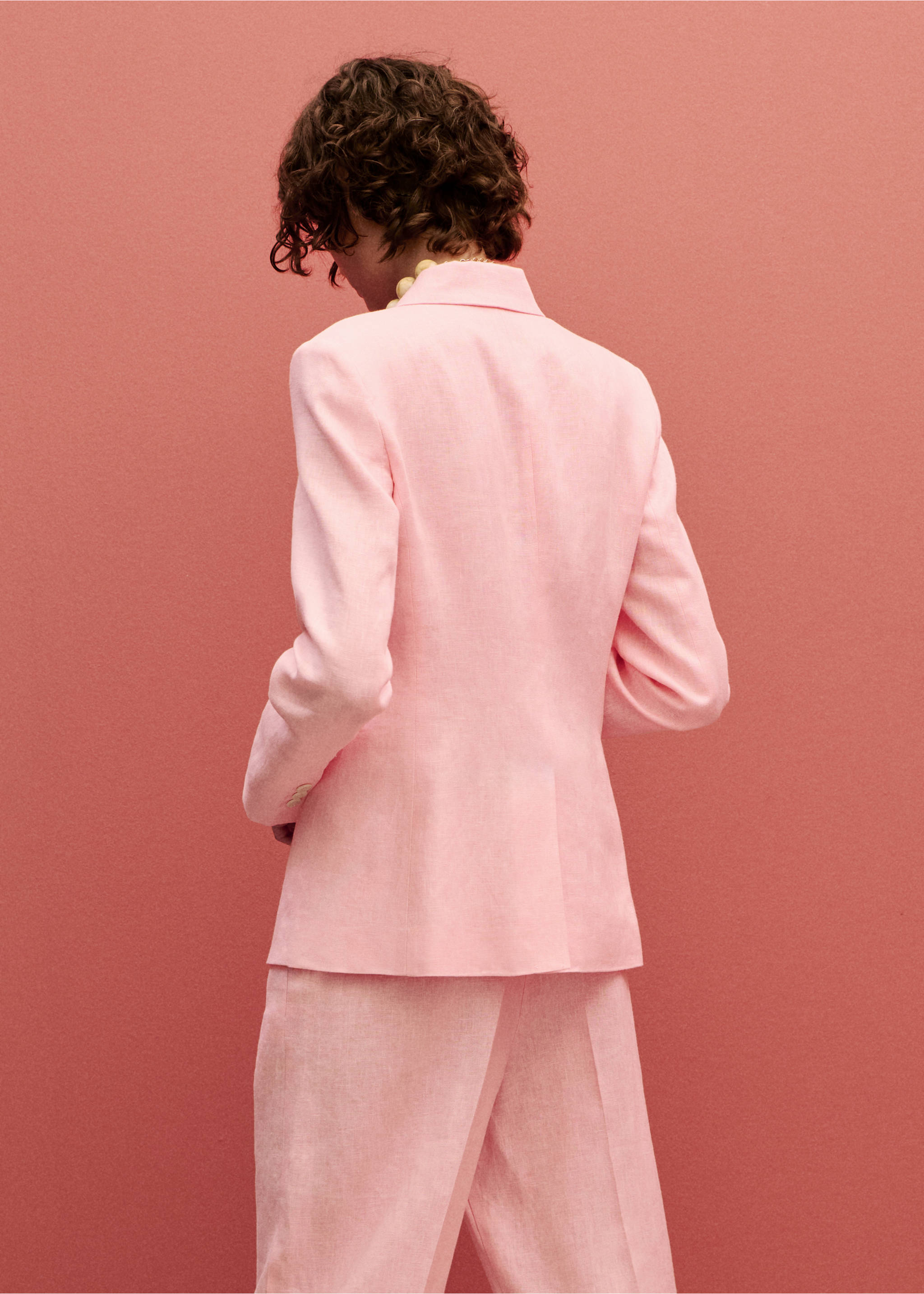 Blazer traje lino - Reverso del artículo, Rosa claro. Ref: 87077162-00.
