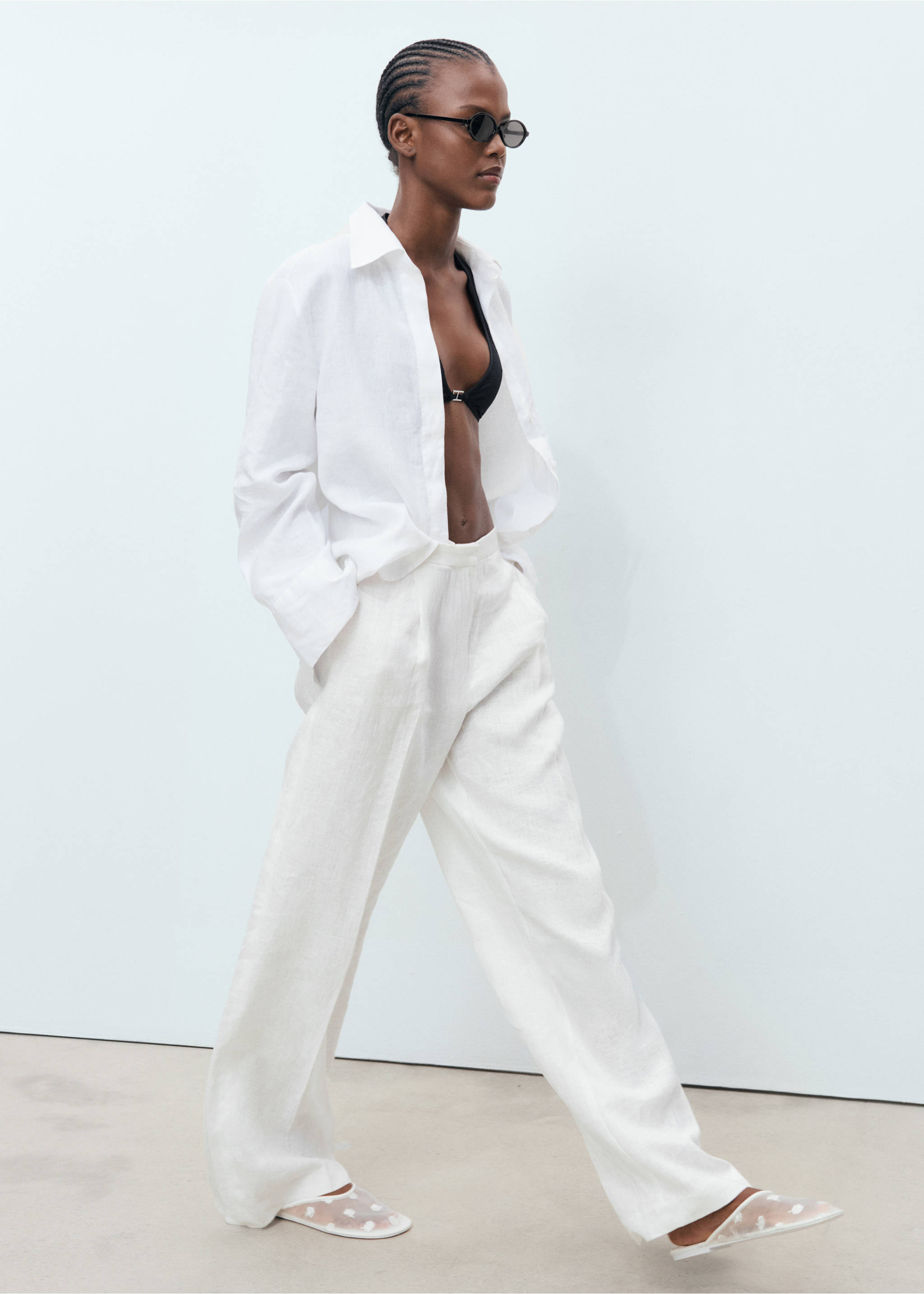 Embroidered mesh shoes - Details of the article 9, White. Ref: 87077163-00.