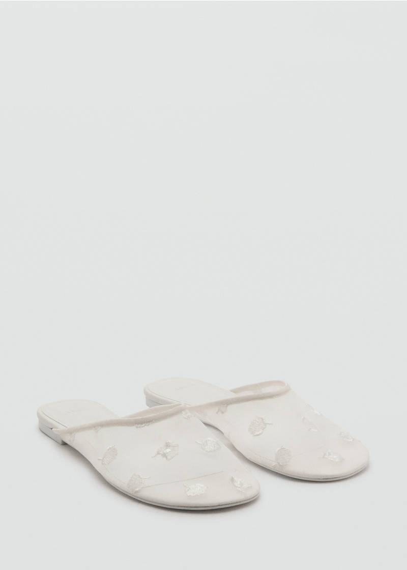Embroidered mesh shoes - White