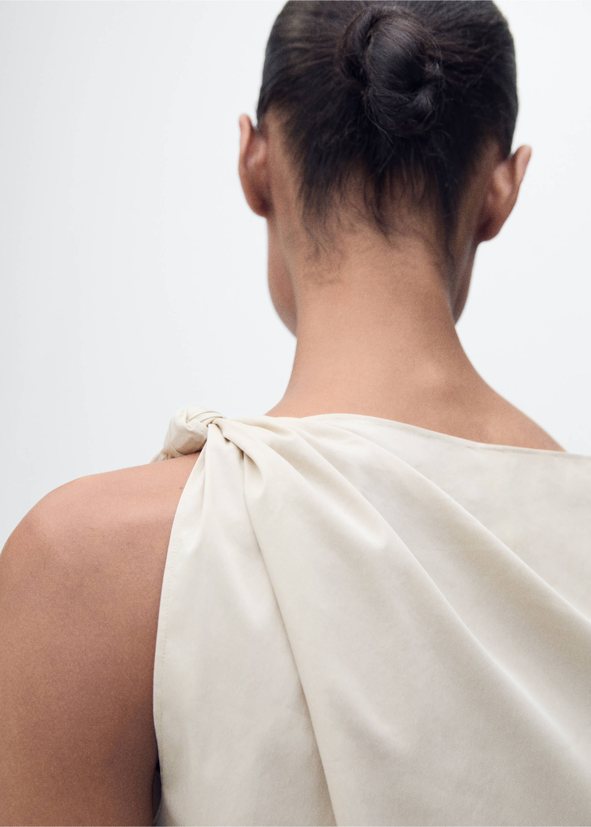 Knotted-hem cotton top - Details of the article 2, Ivory White. Ref: 87077168-00.